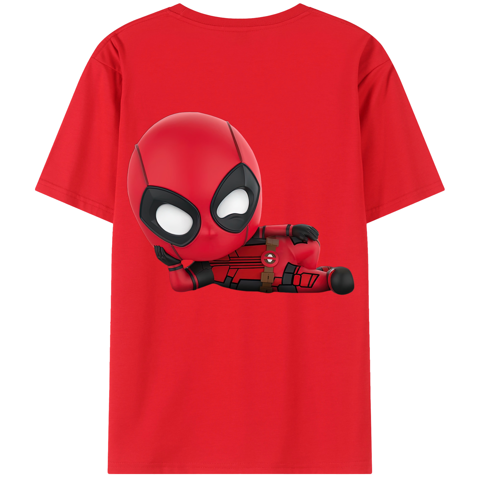 （画像用） Deadpool デッドプール 綿100％ メンズ半袖Tシャツ（バックプリント） 通気性