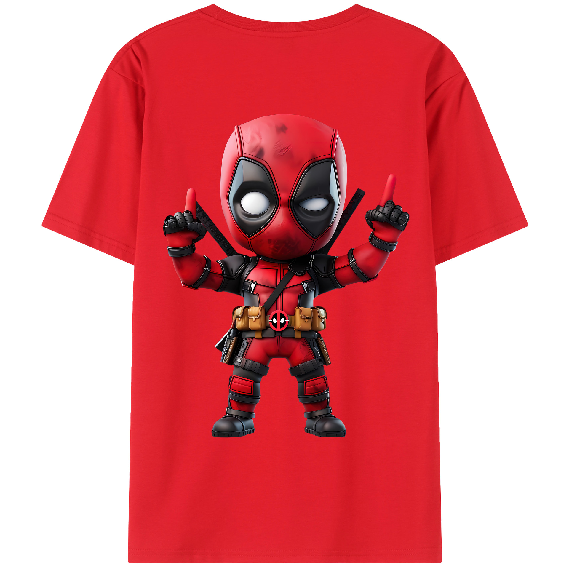 （画像用） Deadpool デッドプール 綿100％ メンズ半袖Tシャツ（バックプリント） 通気性