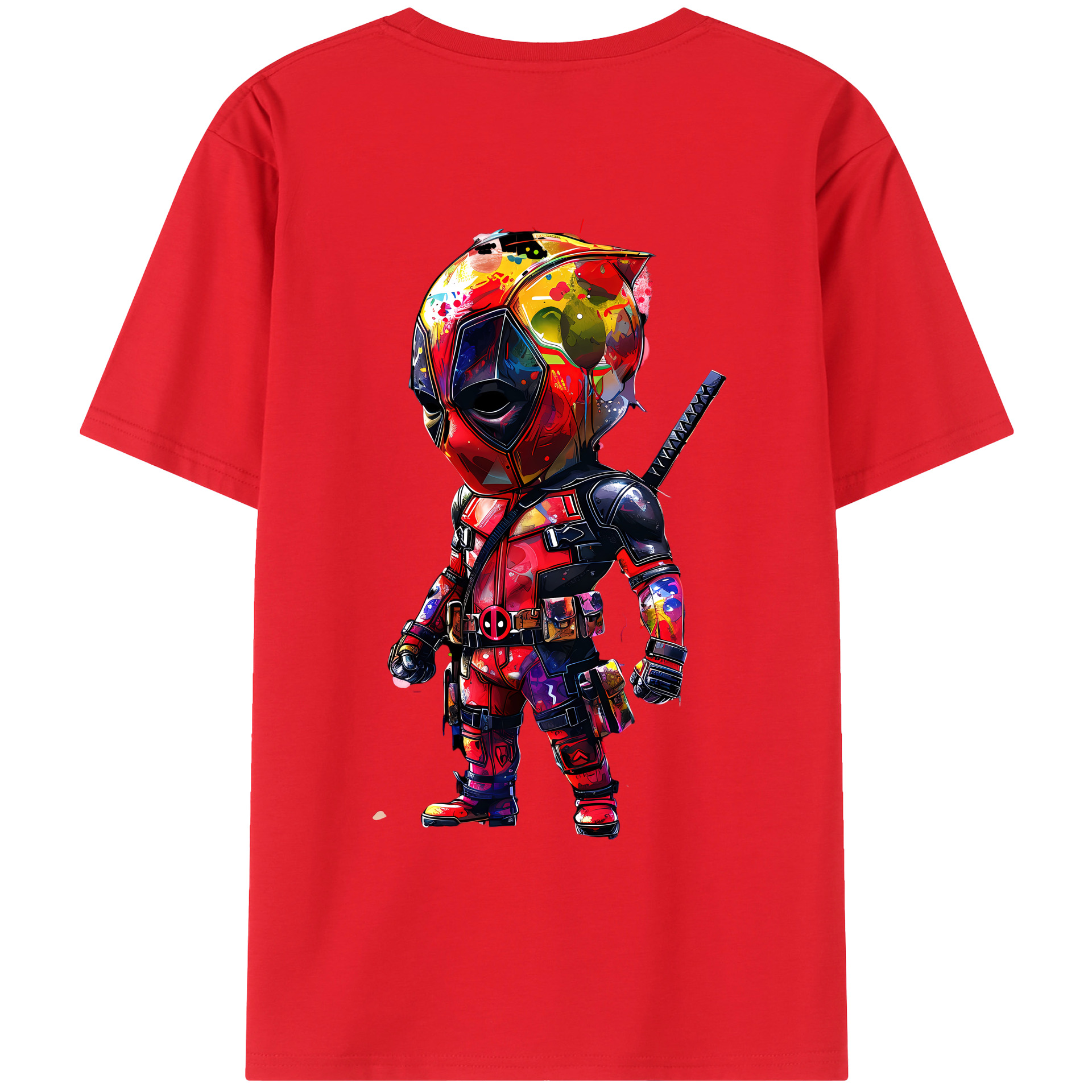 （画像用） Deadpool デッドプール 綿100％ メンズ半袖Tシャツ（バックプリント） 通気性
