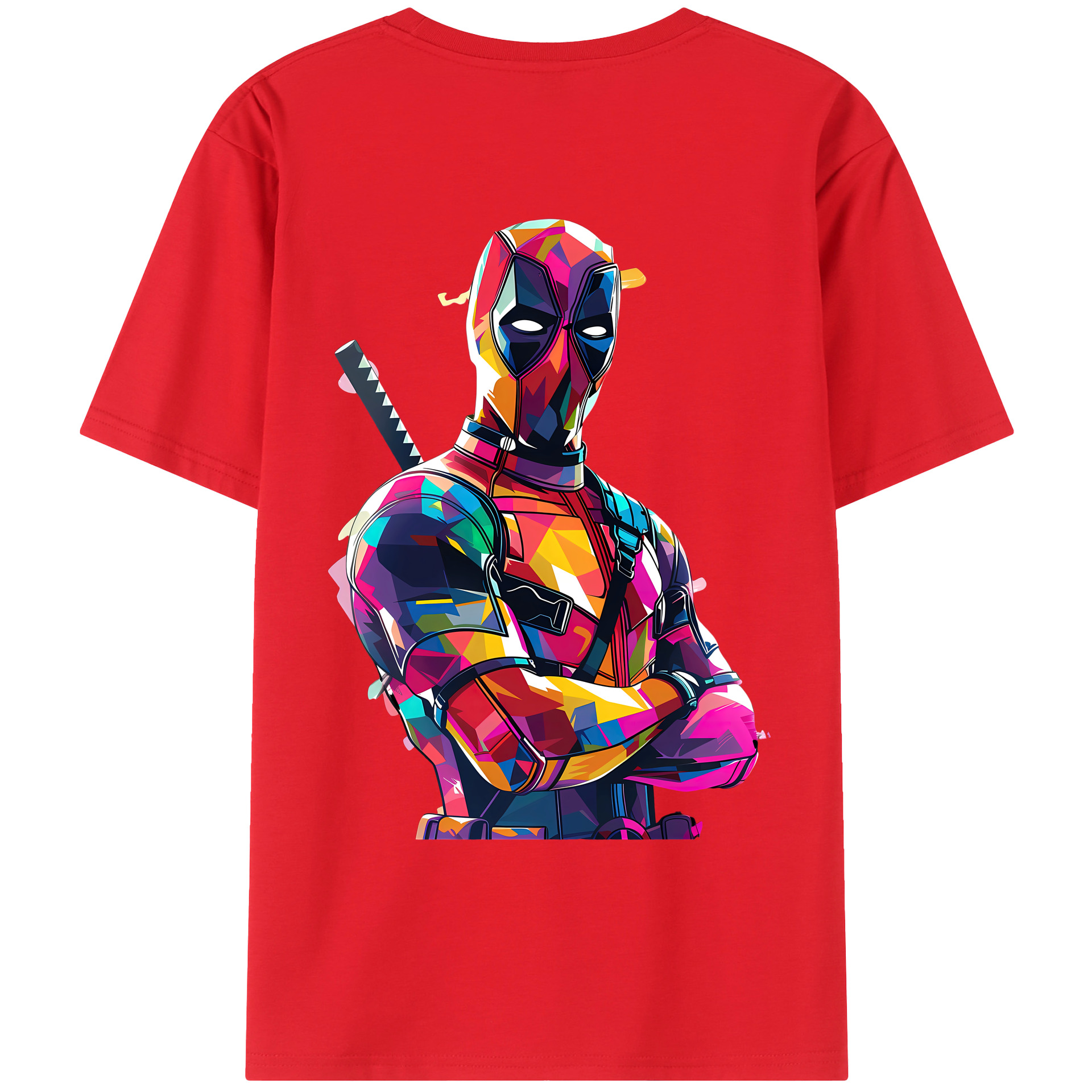 （画像用） Deadpool デッドプール 綿100％ メンズ半袖Tシャツ（バックプリント） 通気性