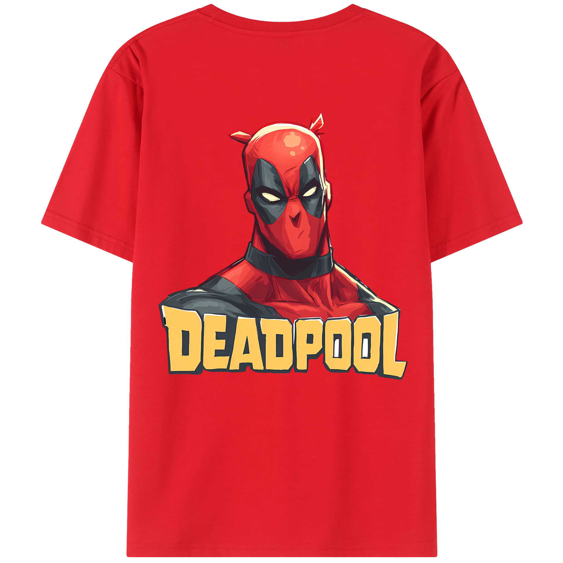 （画像用） Deadpool デッドプール 綿100％ メンズ半袖Tシャツ（バックプリント） 通気性