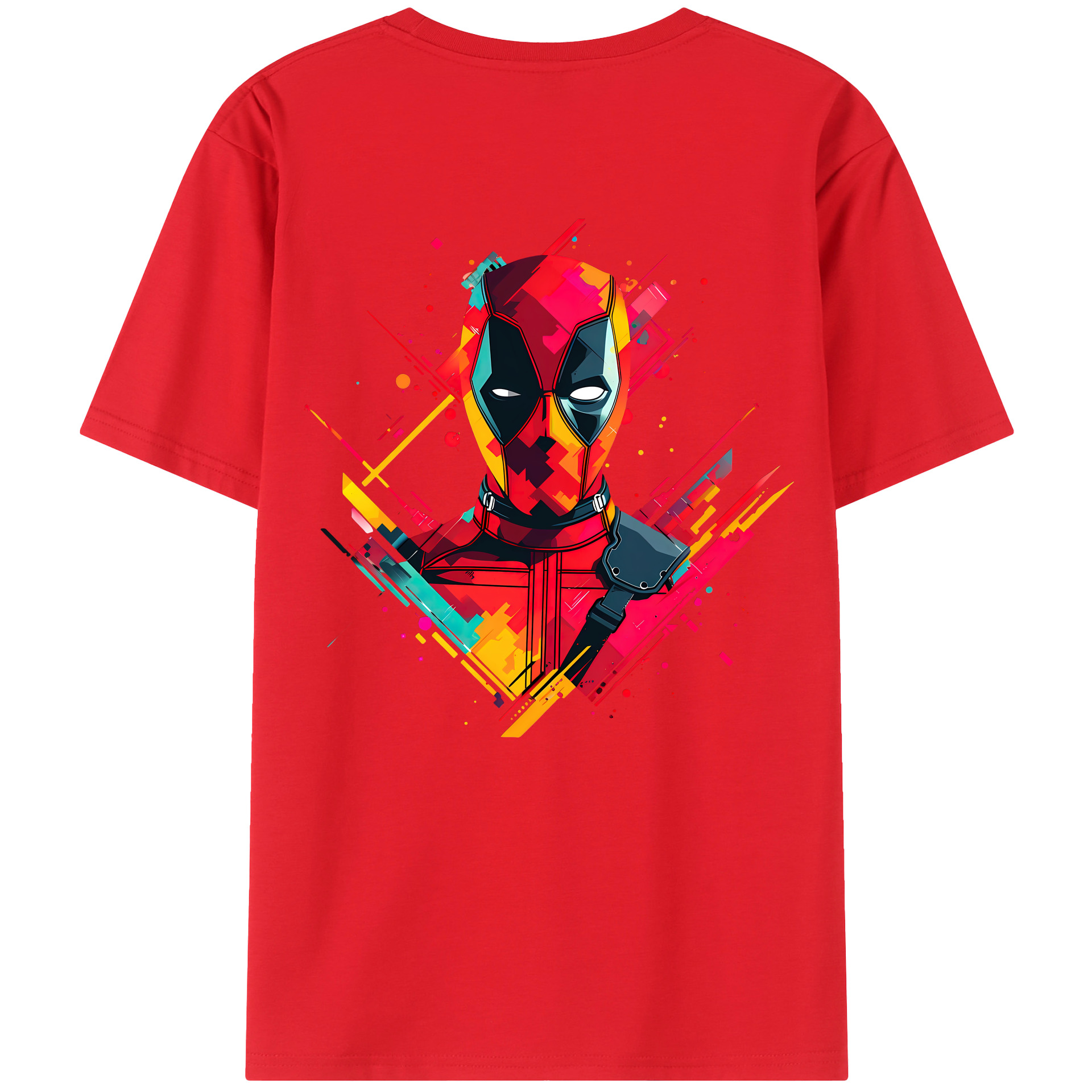 （画像用） Deadpool デッドプール 綿100％ メンズ半袖Tシャツ（バックプリント） 通気性