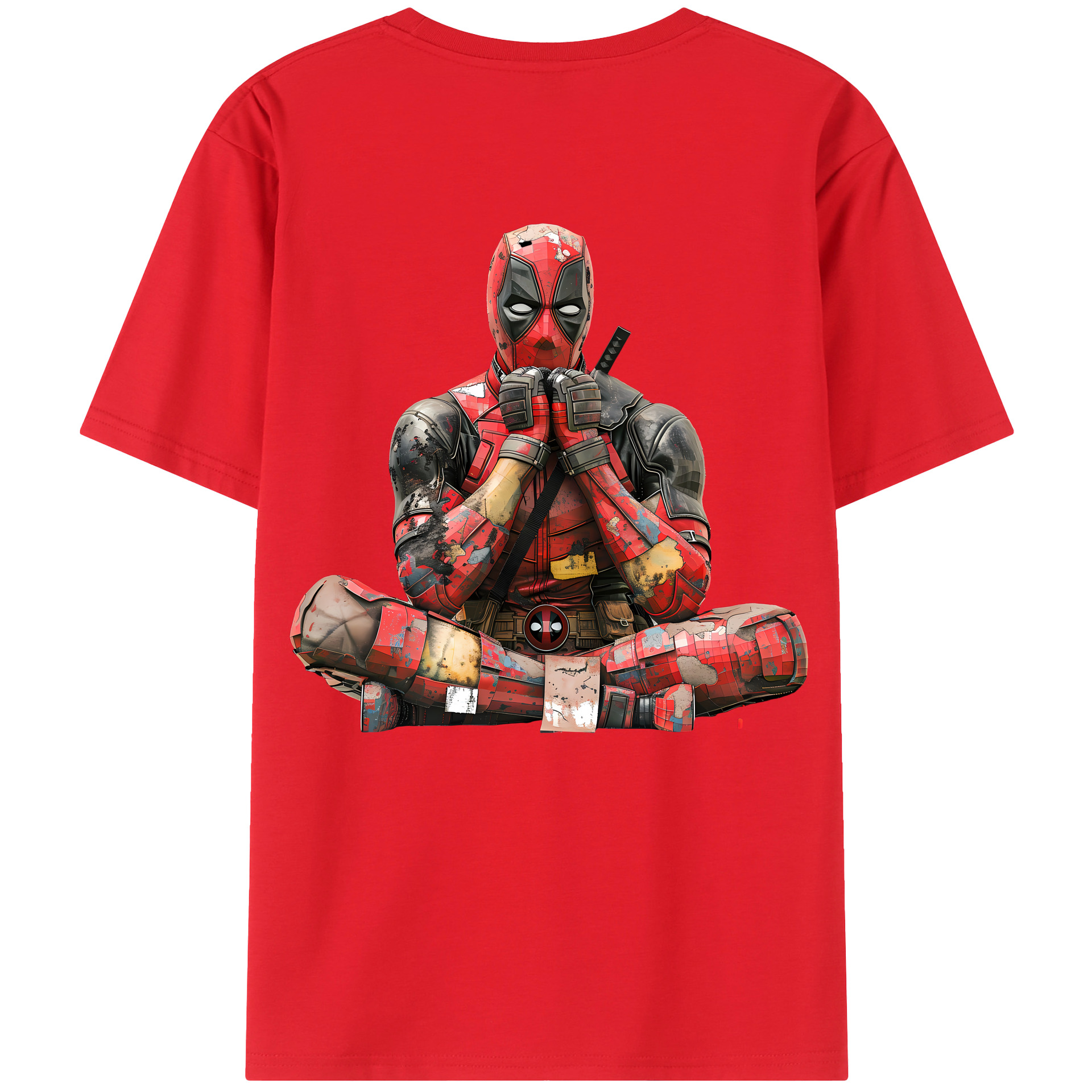 （画像用） Deadpool デッドプール 綿100％ メンズ半袖Tシャツ（バックプリント） 通気性