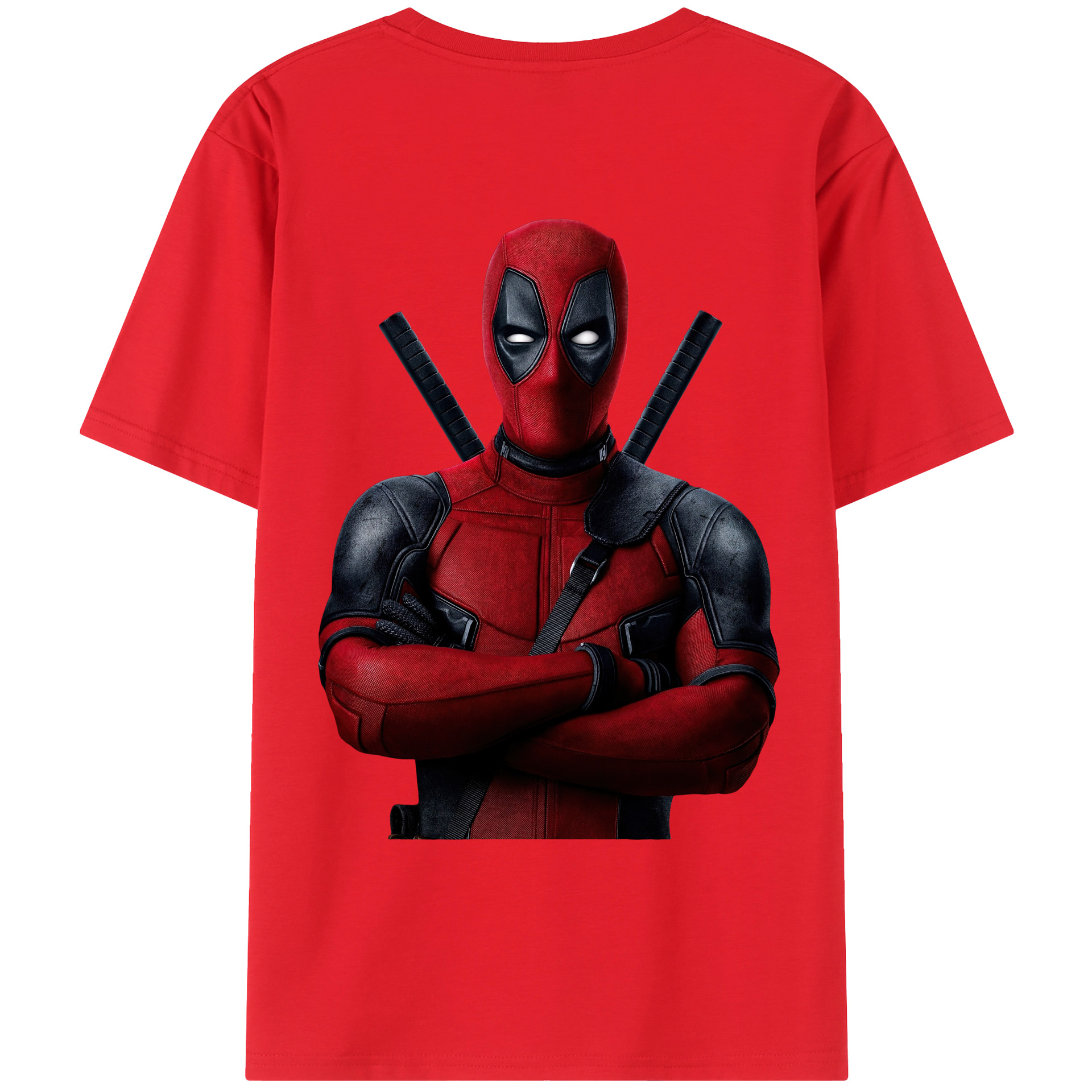 （画像用） Deadpool デッドプール 綿100％ メンズ半袖Tシャツ（バックプリント） 通気性