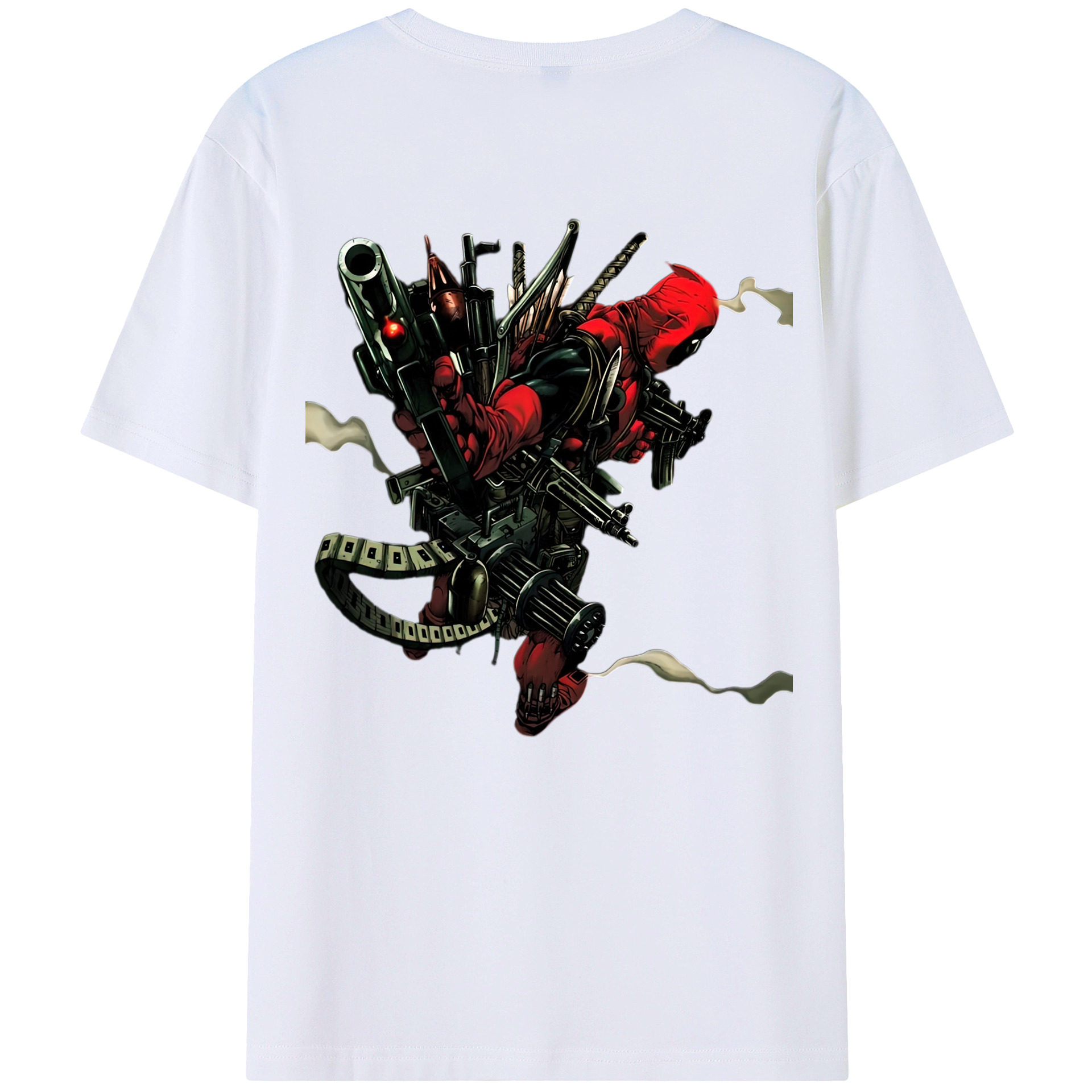 （画像用） Deadpool デッドプール 綿100％ メンズ半袖Tシャツ（バックプリント） 通気性