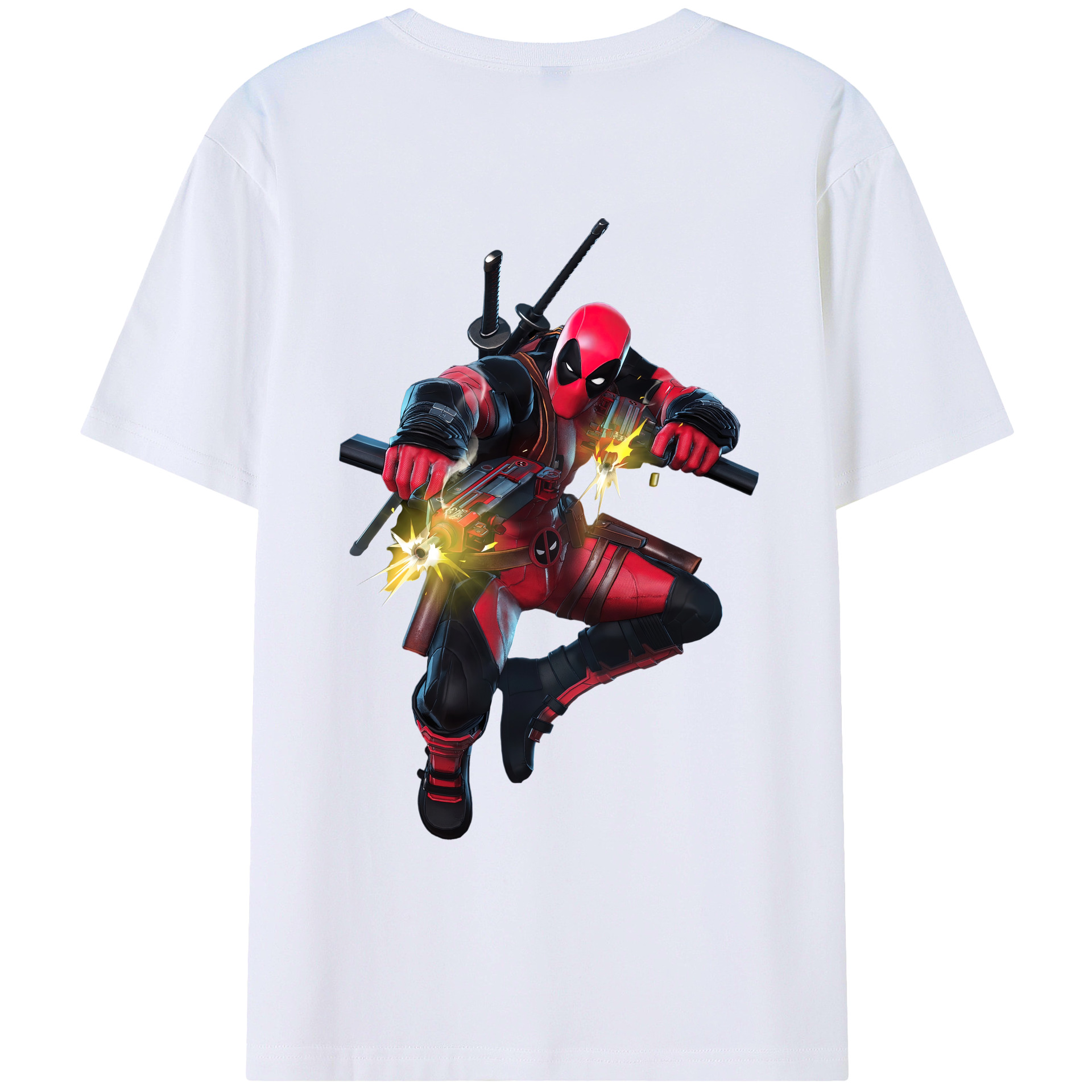 （画像用） Deadpool デッドプール 綿100％ メンズ半袖Tシャツ（バックプリント） 通気性