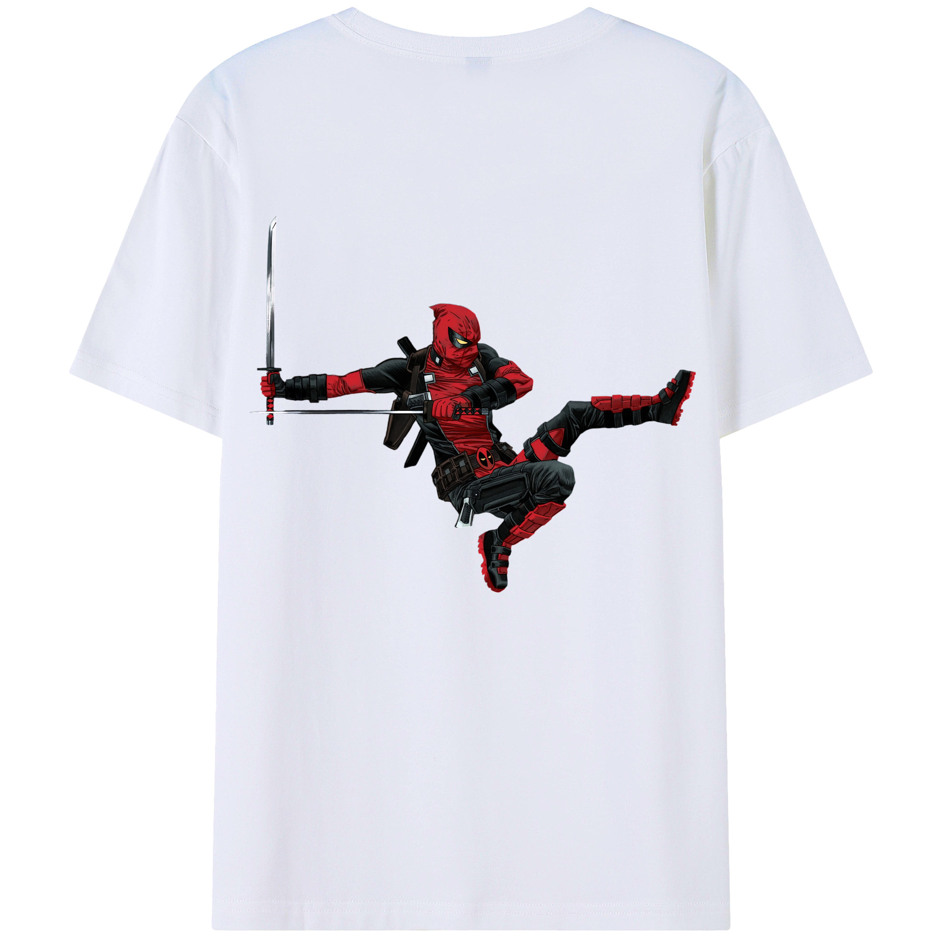 （画像用） Deadpool デッドプール 綿100％ メンズ半袖Tシャツ（バックプリント） 通気性