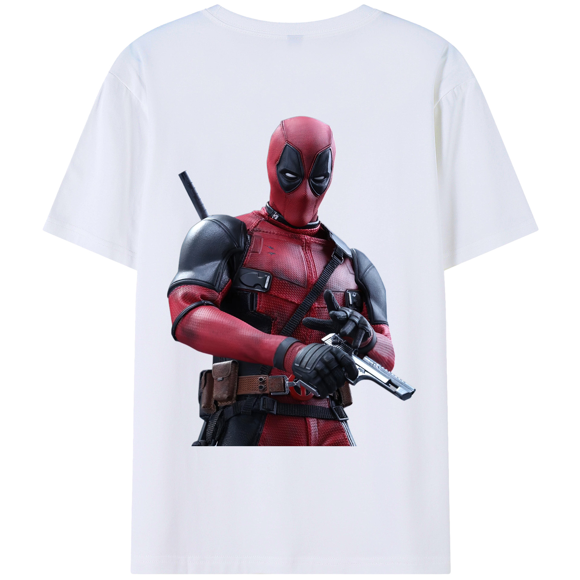 （画像用） Deadpool デッドプール 綿100％ メンズ半袖Tシャツ（バックプリント） 通気性