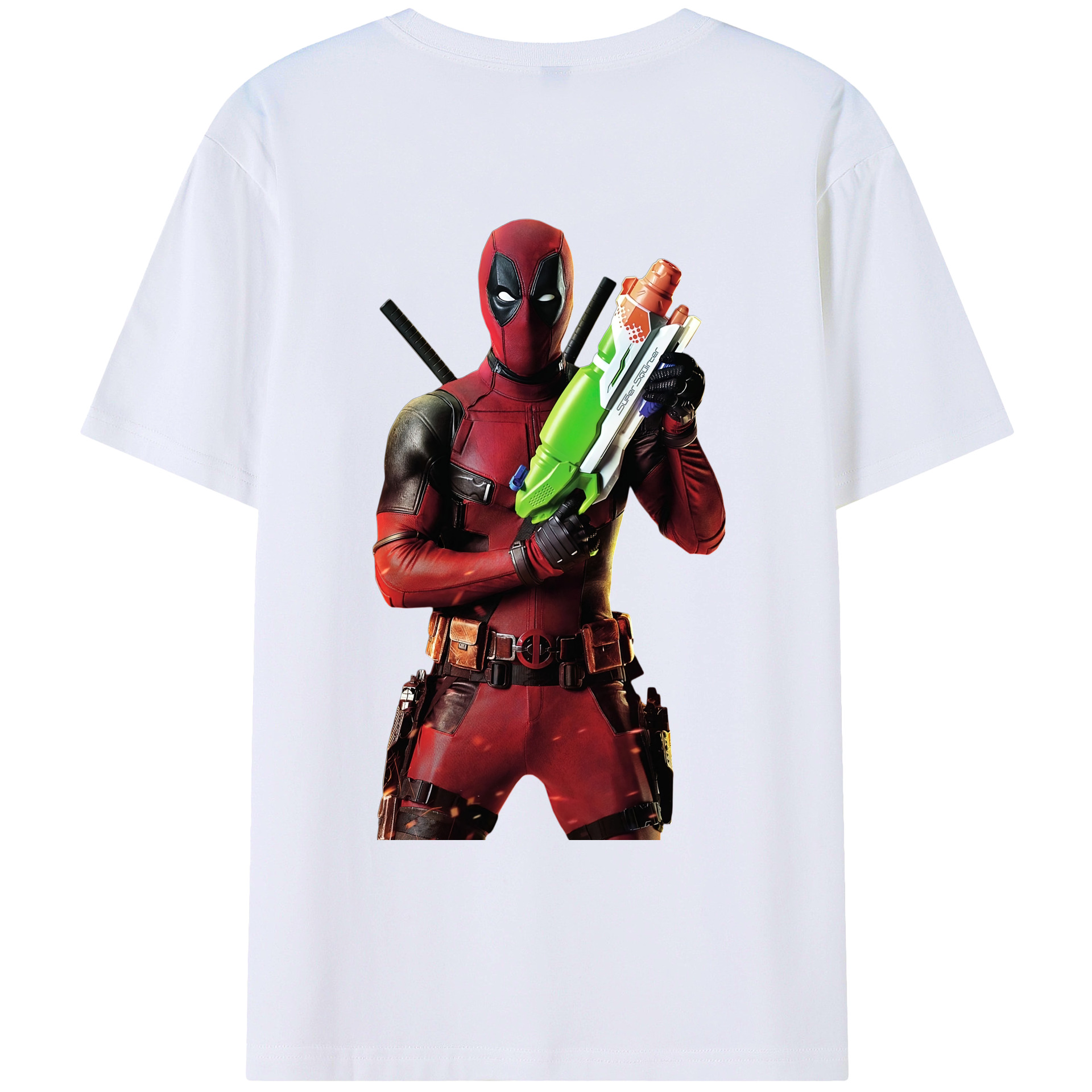 （画像用） Deadpool デッドプール 綿100％ メンズ半袖Tシャツ（バックプリント） 通気性