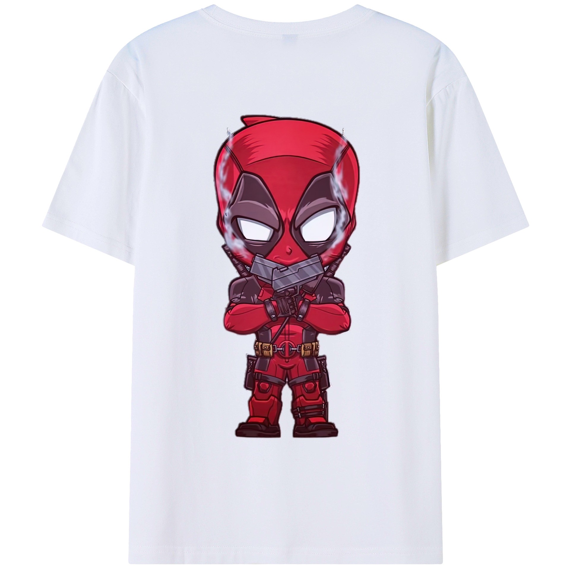 （画像用） Deadpool デッドプール 綿100％ メンズ半袖Tシャツ（バックプリント） 通気性