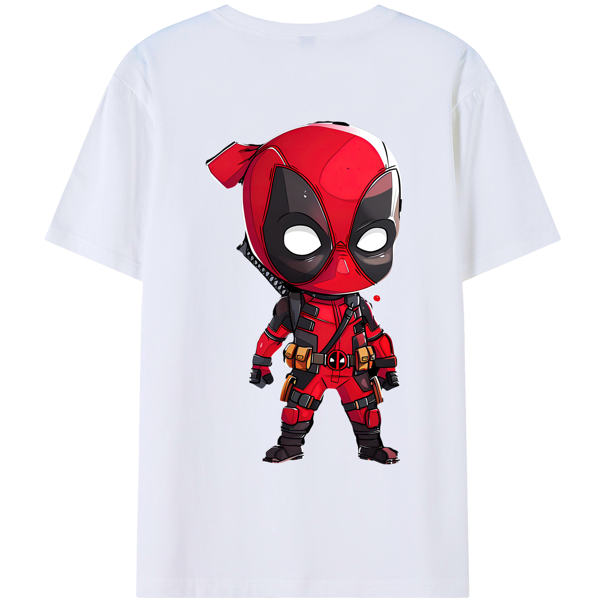 （画像用） Deadpool デッドプール 綿100％ メンズ半袖Tシャツ（バックプリント） 通気性
