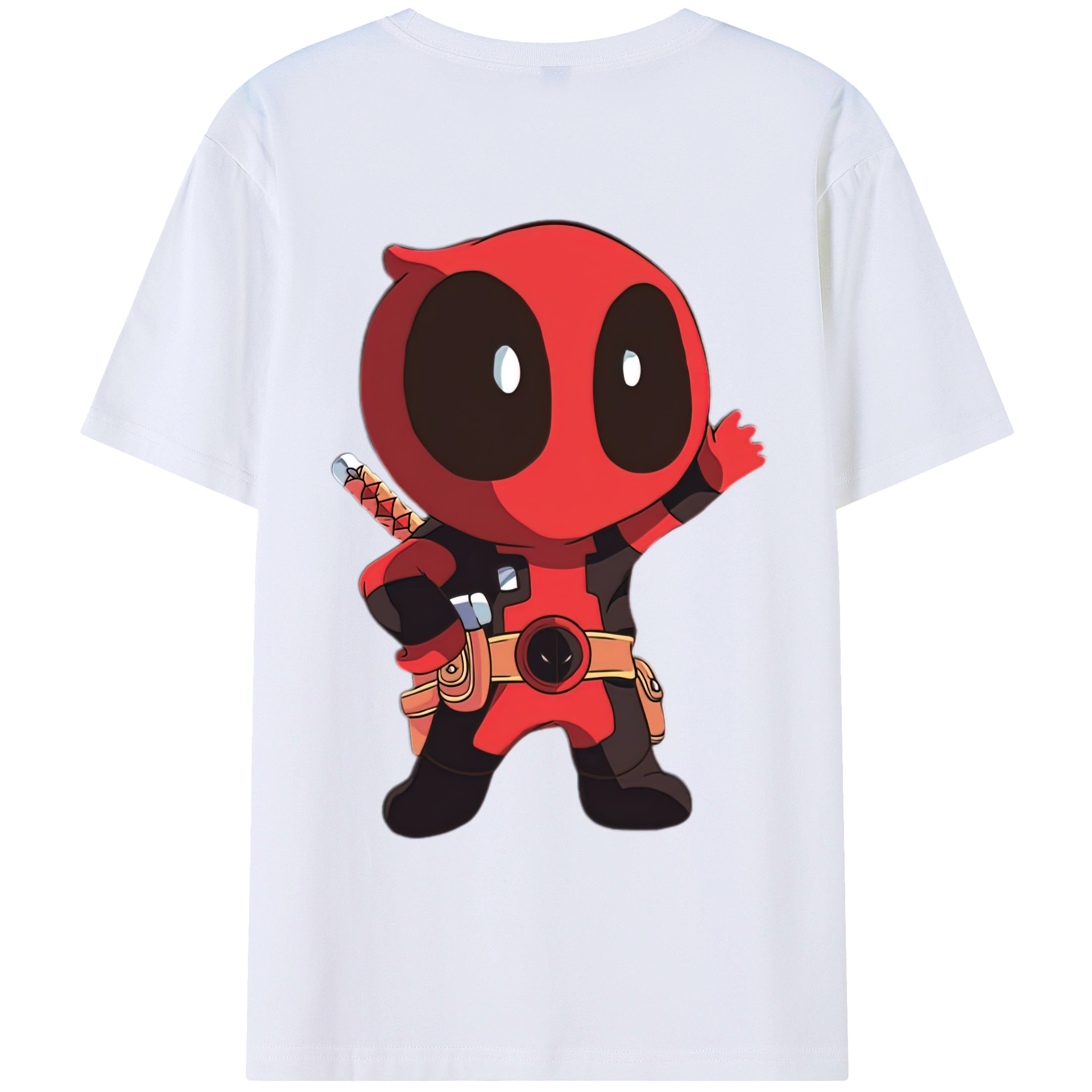 （画像用） Deadpool デッドプール 綿100％ メンズ半袖Tシャツ（バックプリント） 通気性