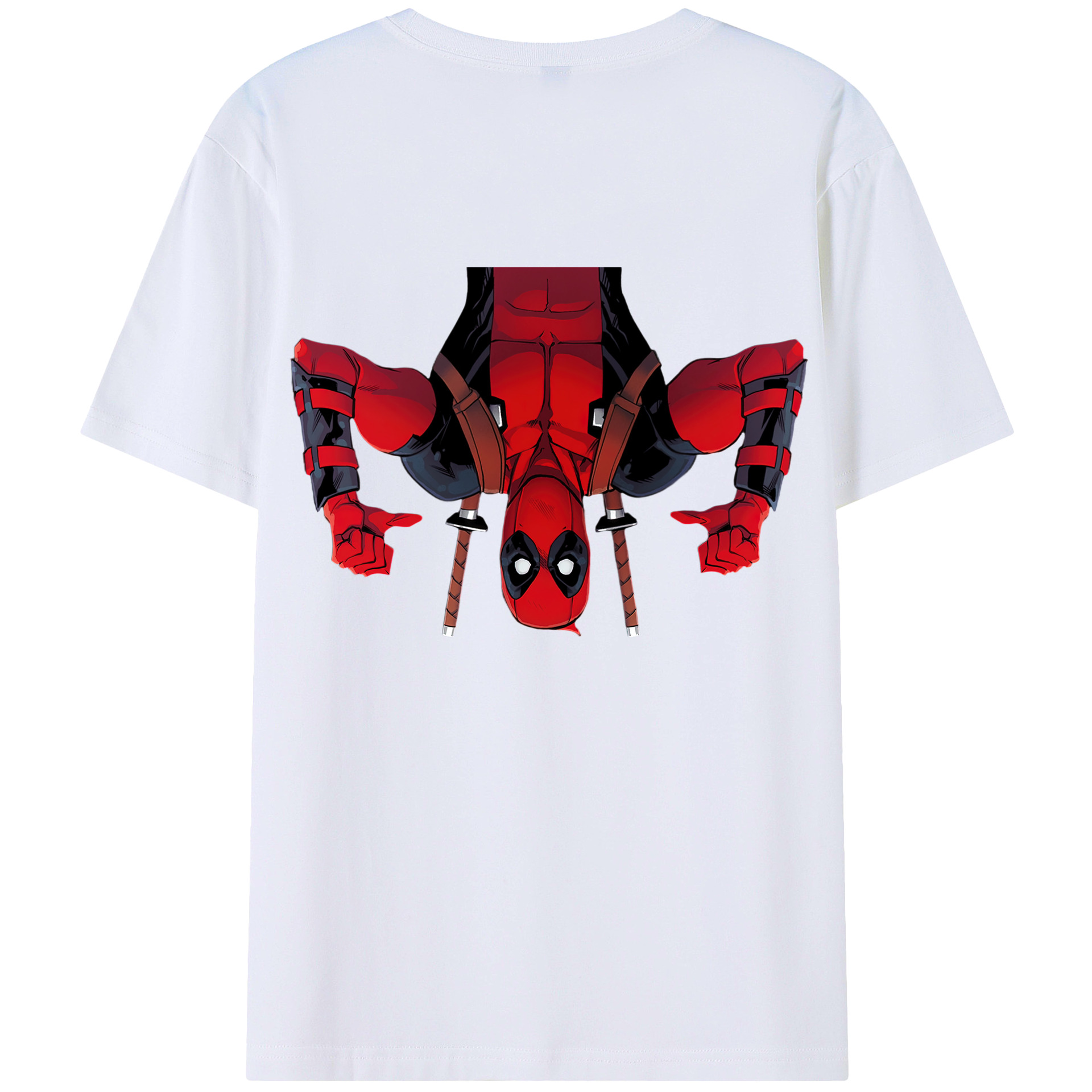 （画像用） Deadpool デッドプール 綿100％ メンズ半袖Tシャツ（バックプリント） 通気性