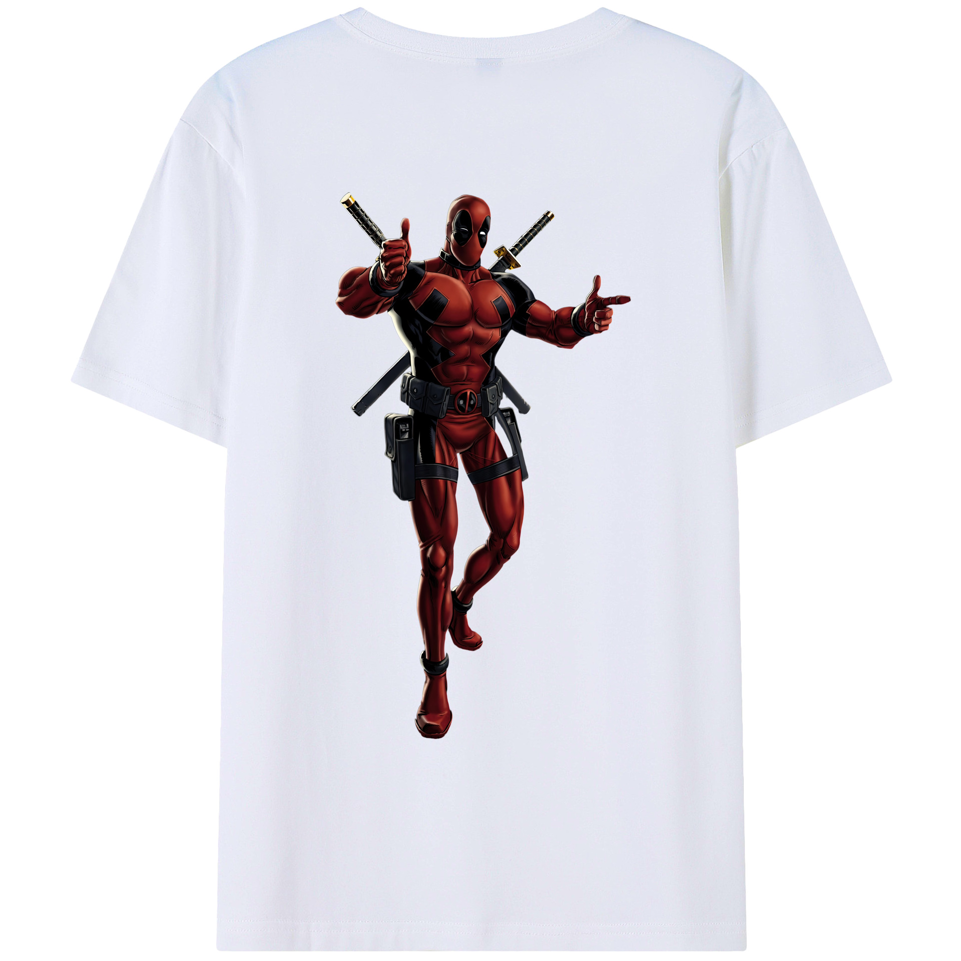（画像用） Deadpool デッドプール 綿100％ メンズ半袖Tシャツ（バックプリント） 通気性