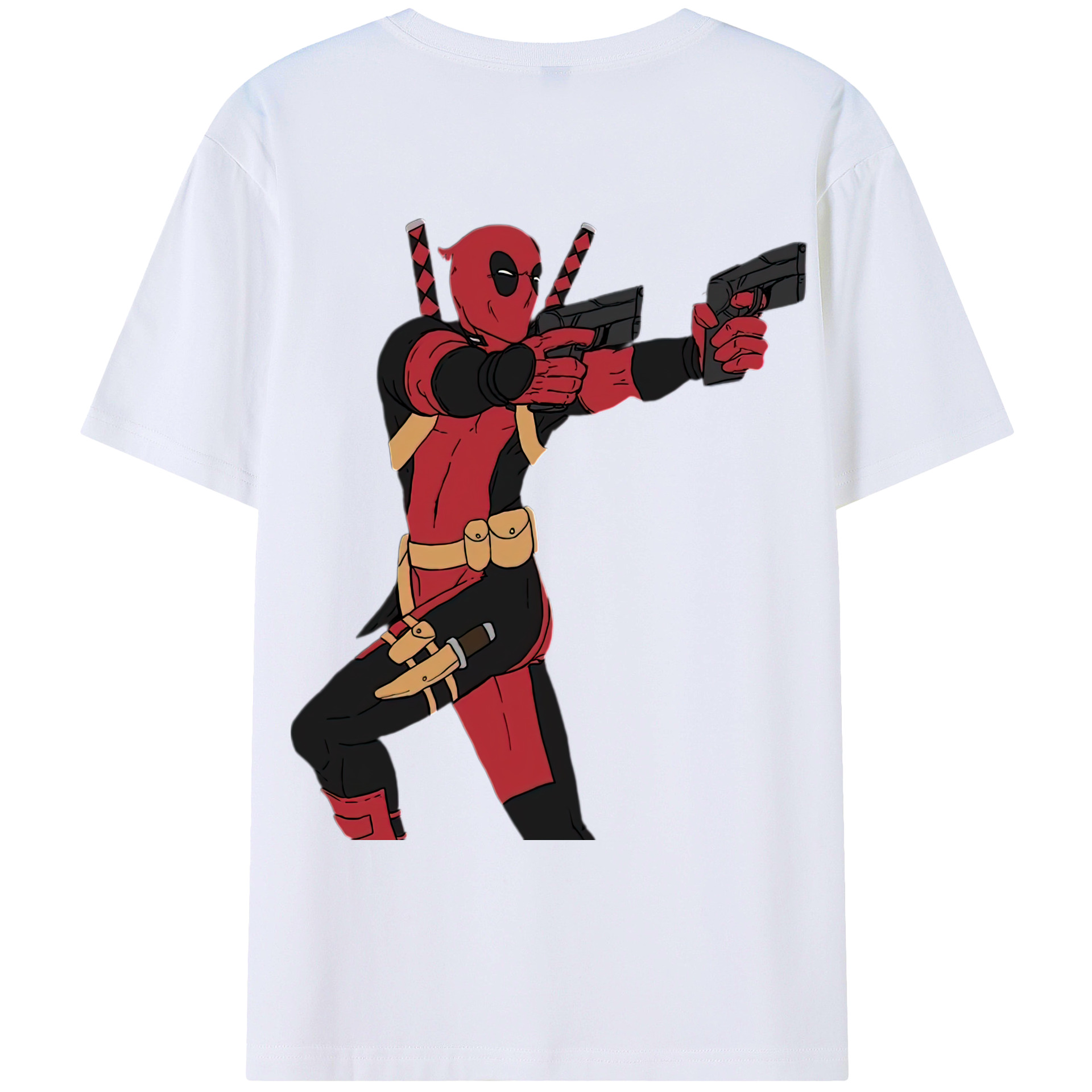 （画像用） Deadpool デッドプール 綿100％ メンズ半袖Tシャツ（バックプリント） 通気性