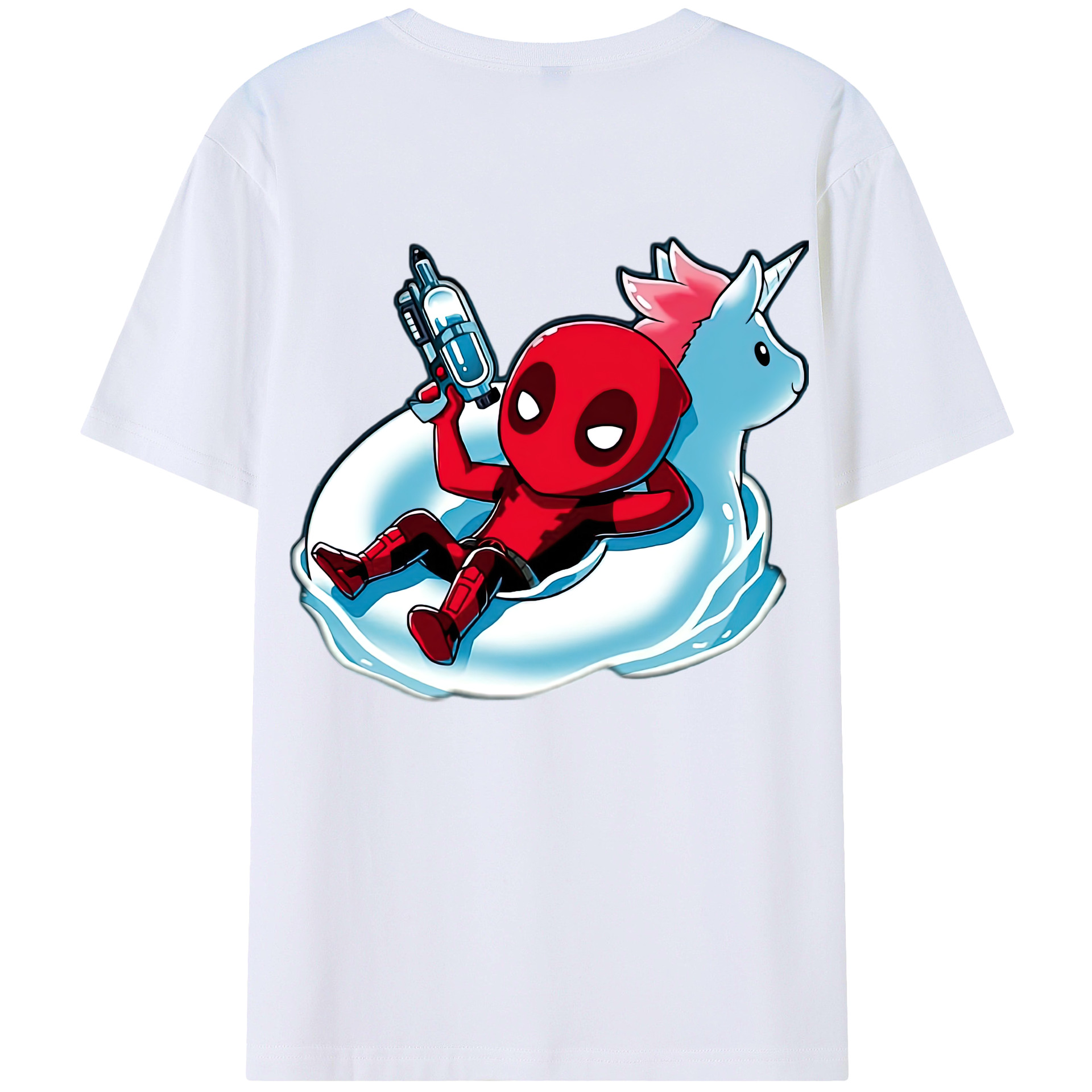（画像用） Deadpool デッドプール 綿100％ メンズ半袖Tシャツ（バックプリント） 通気性