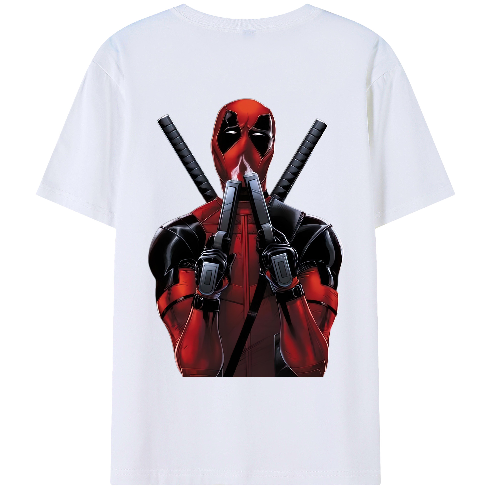 （画像用） Deadpool デッドプール 綿100％ メンズ半袖Tシャツ（バックプリント） 通気性