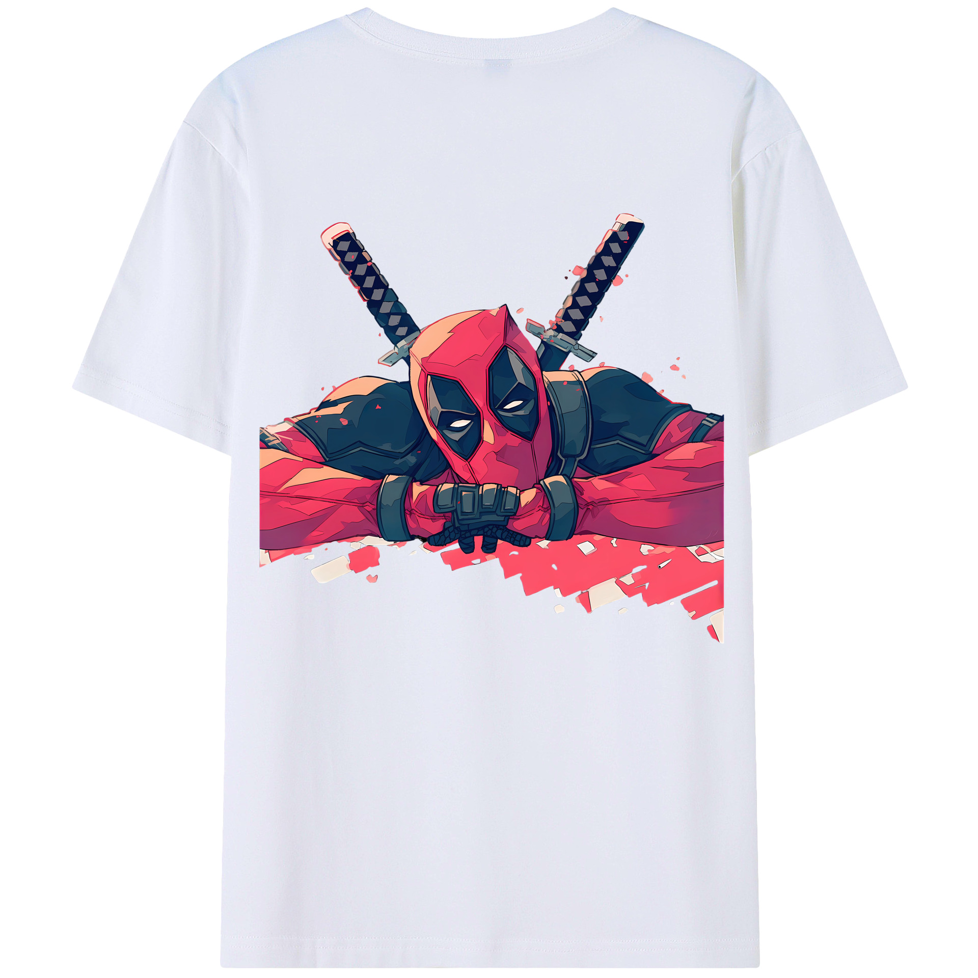 （画像用） Deadpool デッドプール 綿100％ メンズ半袖Tシャツ（バックプリント） 通気性