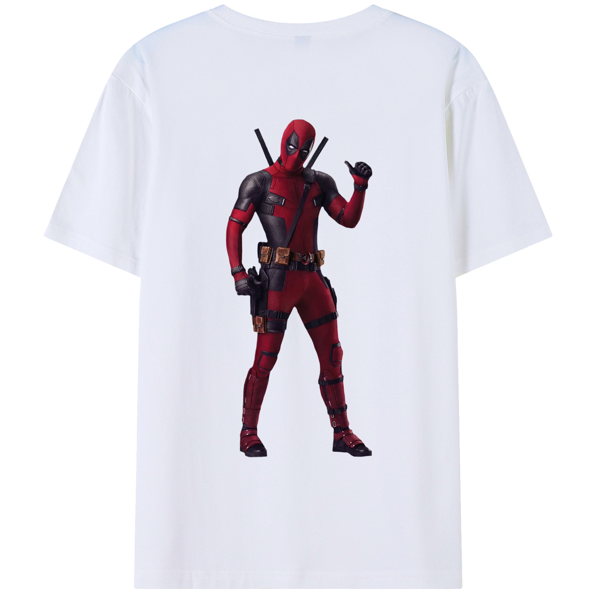 （画像用） Deadpool デッドプール 綿100％ メンズ半袖Tシャツ（バックプリント） 通気性