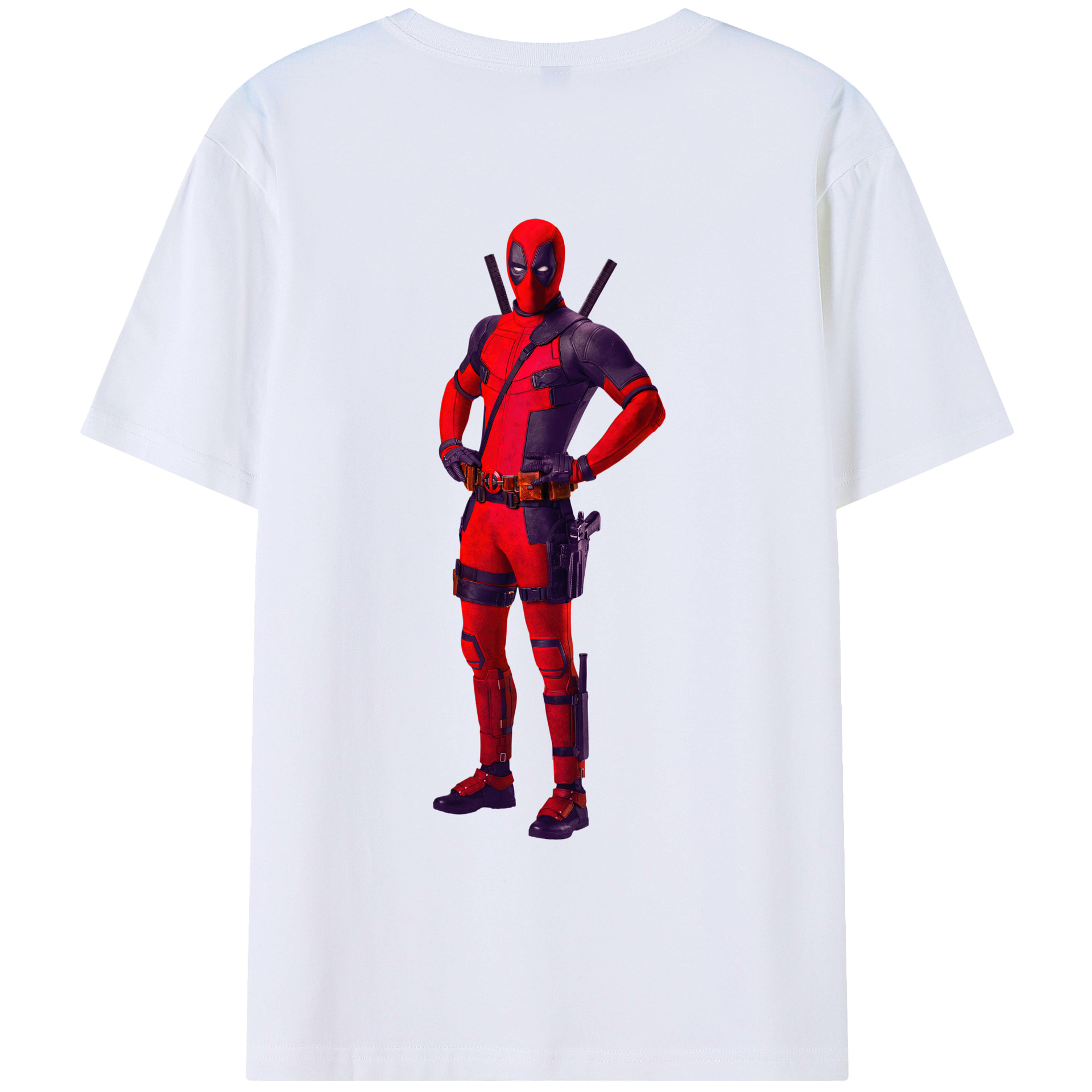 （画像用） Deadpool デッドプール 綿100％ メンズ半袖Tシャツ（バックプリント） 通気性