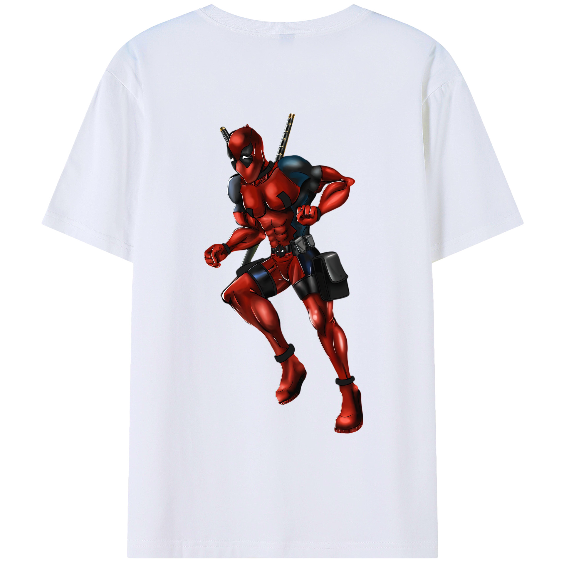 （画像用） Deadpool デッドプール 綿100％ メンズ半袖Tシャツ（バックプリント） 通気性