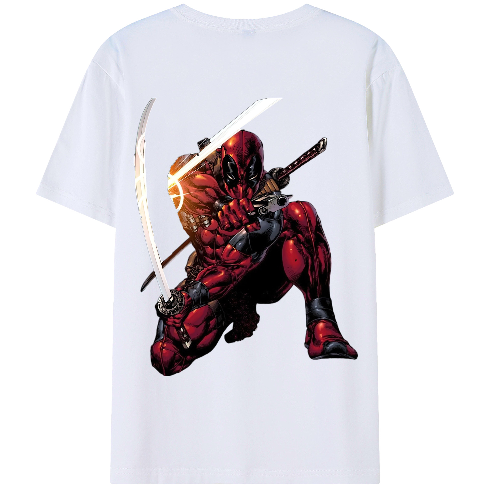 （画像用） Deadpool デッドプール 綿100％ メンズ半袖Tシャツ（バックプリント） 通気性