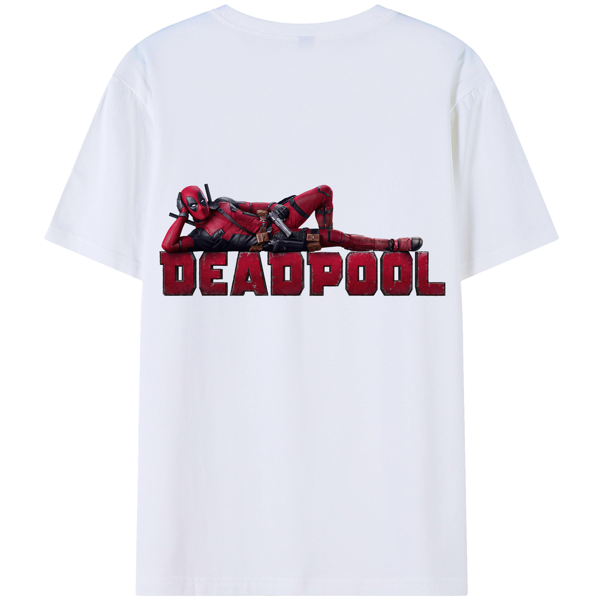 （画像用） Deadpool デッドプール 綿100％ メンズ半袖Tシャツ（バックプリント） 通気性