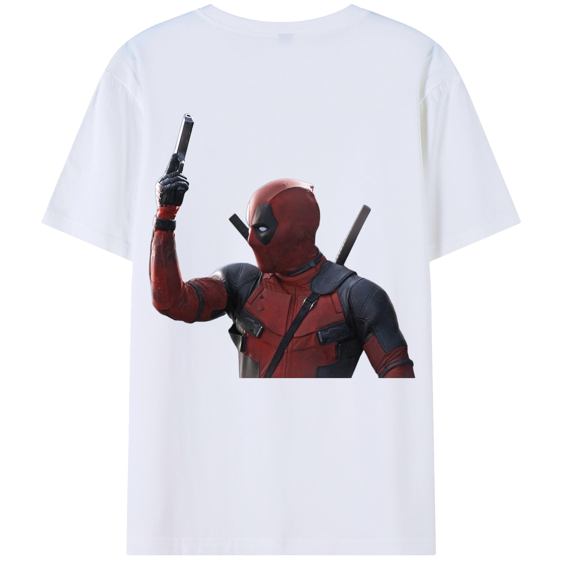 （画像用） Deadpool デッドプール 綿100％ メンズ半袖Tシャツ（バックプリント） 通気性