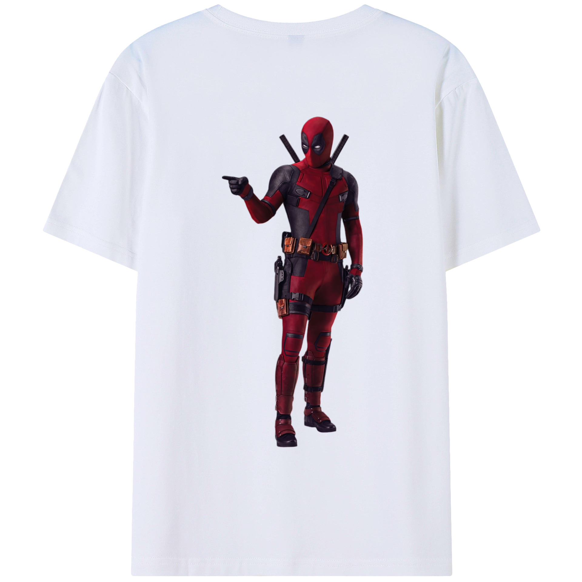 （画像用） Deadpool デッドプール 綿100％ メンズ半袖Tシャツ（バックプリント） 通気性