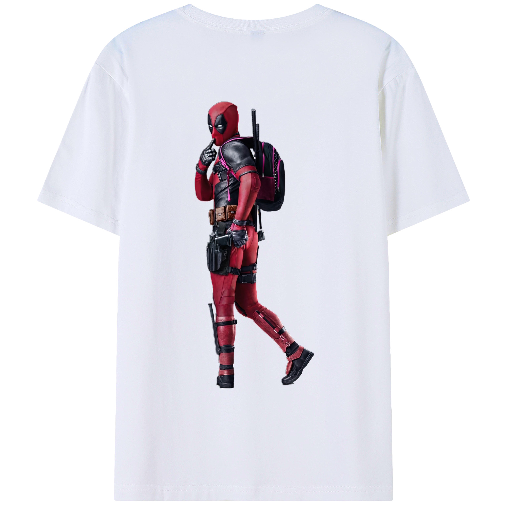 （画像用） Deadpool デッドプール 綿100％ メンズ半袖Tシャツ（バックプリント） 通気性