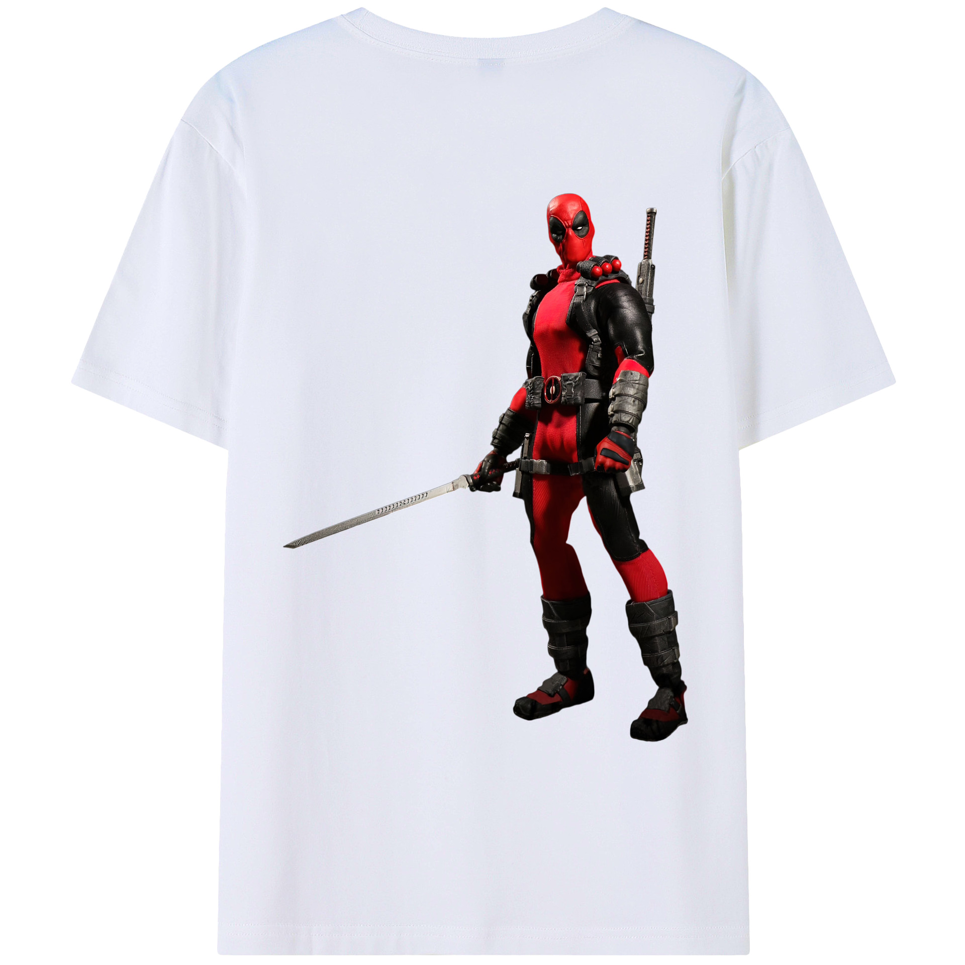 （画像用） Deadpool デッドプール 綿100％ メンズ半袖Tシャツ（バックプリント） 通気性