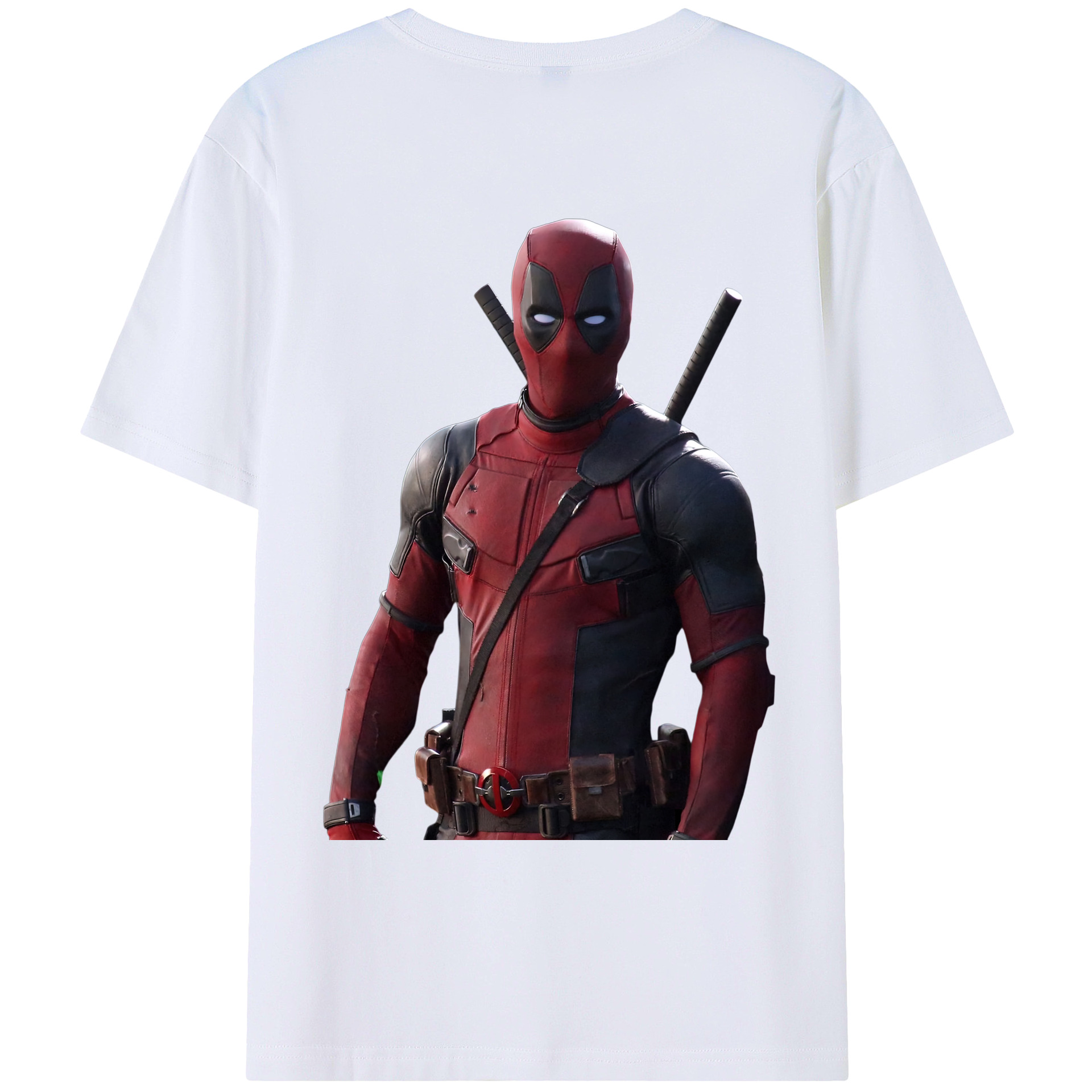 （画像用） Deadpool デッドプール 綿100％ メンズ半袖Tシャツ（バックプリント） 通気性