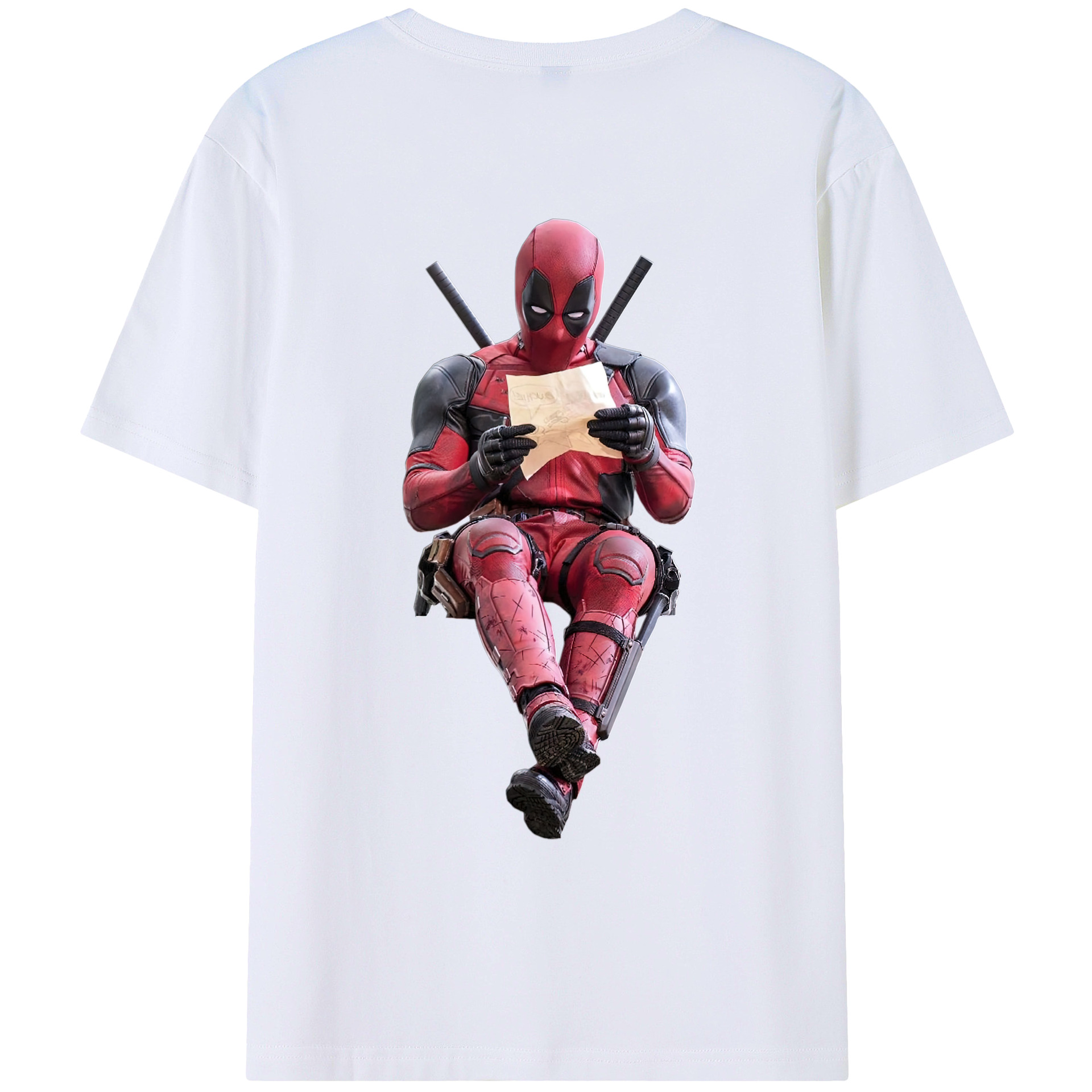 （画像用） Deadpool デッドプール 綿100％ メンズ半袖Tシャツ（バックプリント） 通気性