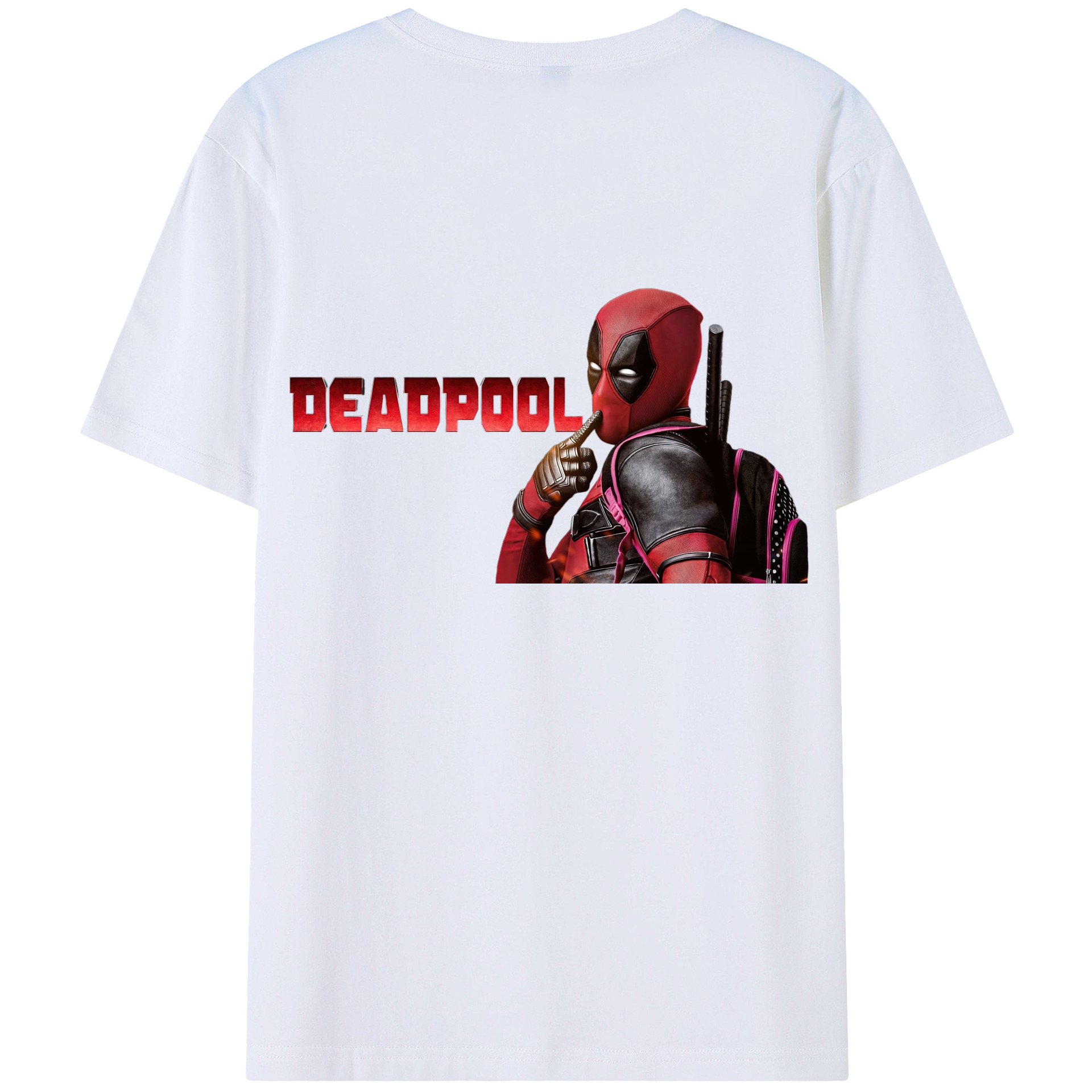 （画像用） Deadpool デッドプール 綿100％ メンズ半袖Tシャツ（バックプリント） 通気性