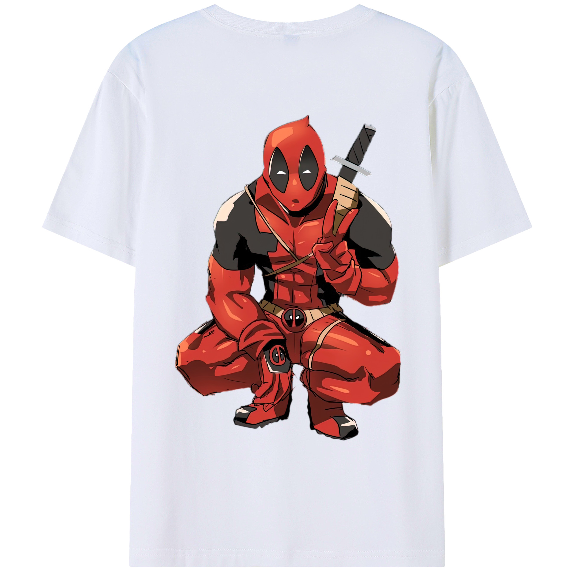 （画像用） Deadpool デッドプール 綿100％ メンズ半袖Tシャツ（バックプリント） 通気性