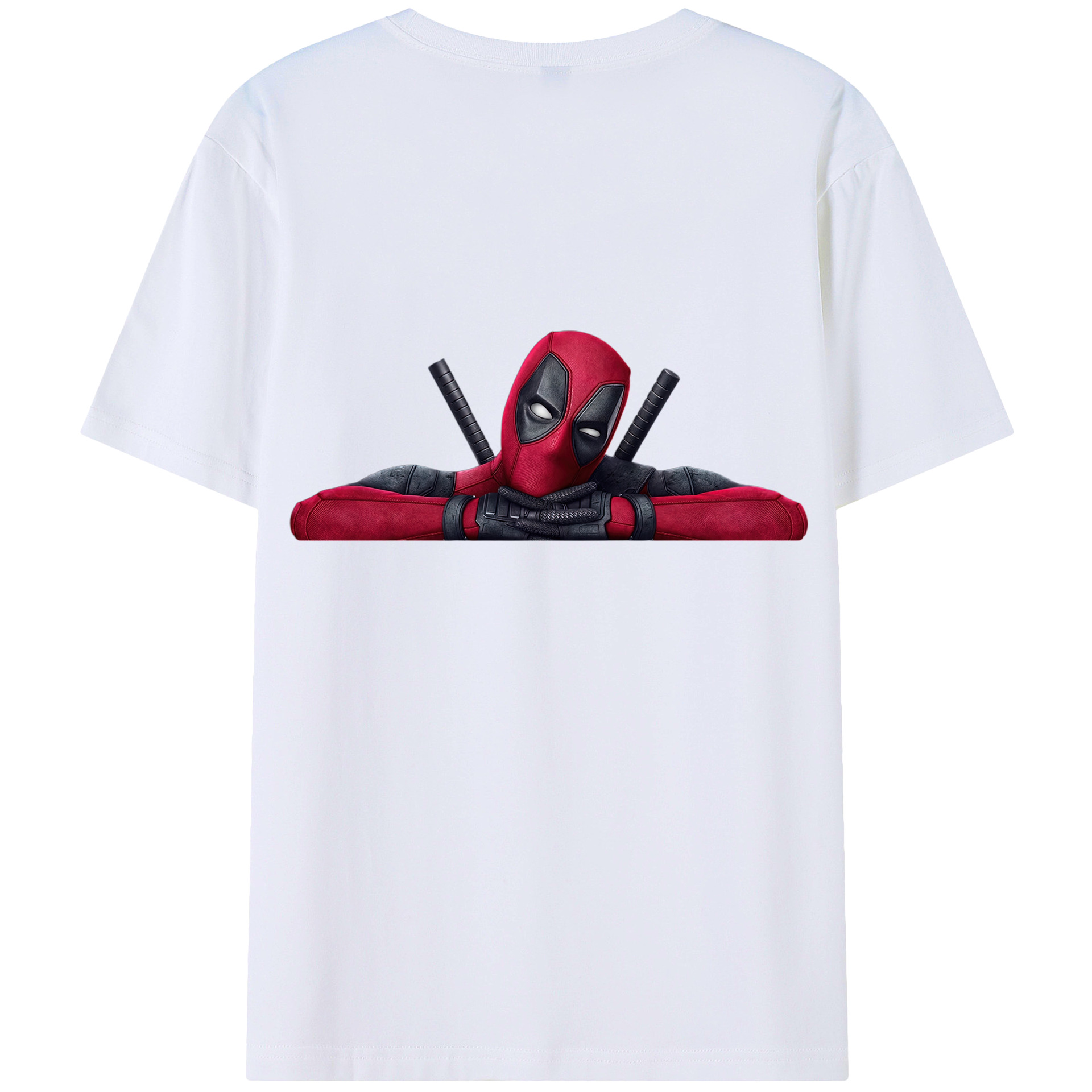 （画像用） Deadpool デッドプール 綿100％ メンズ半袖Tシャツ（バックプリント） 通気性