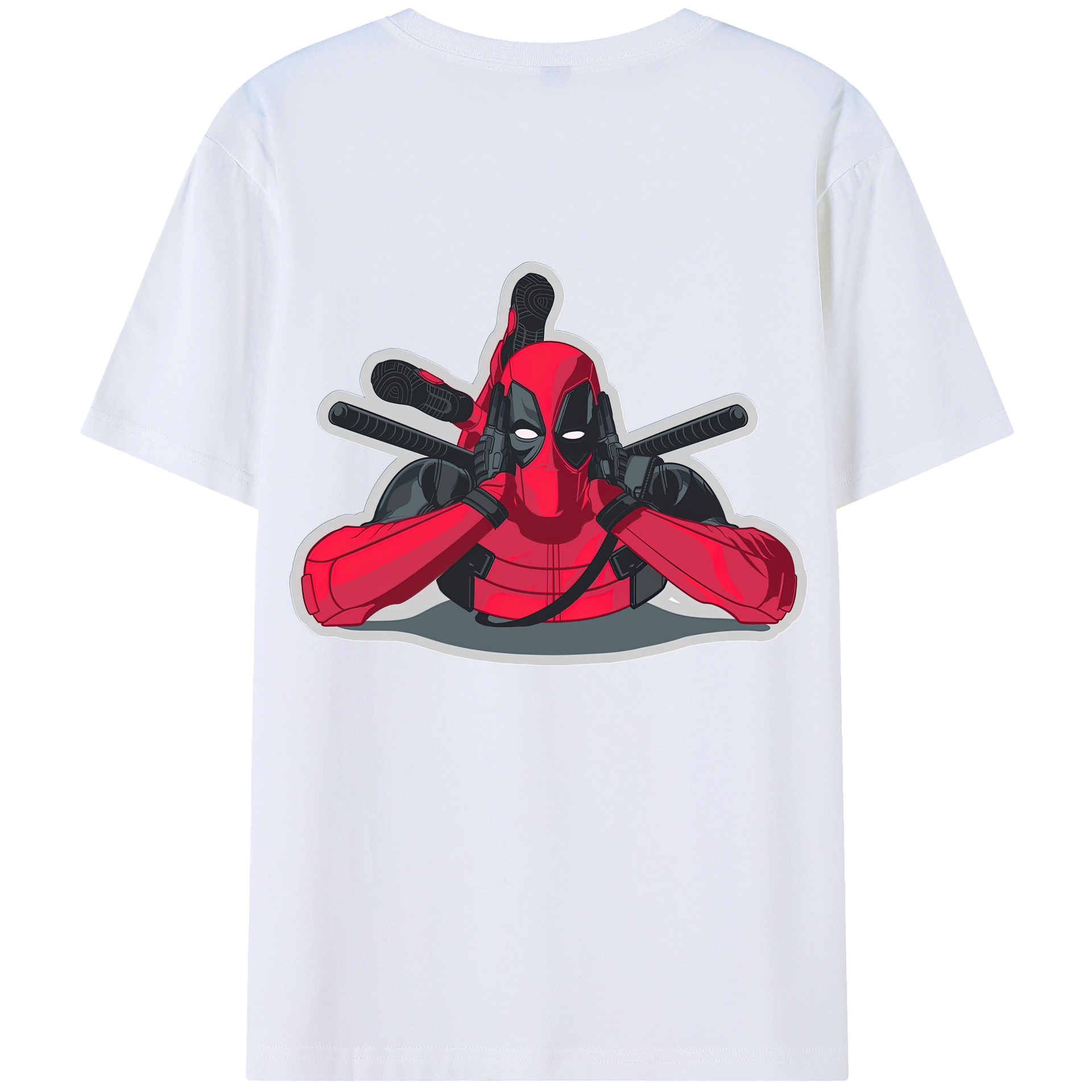 （画像用） Deadpool デッドプール 綿100％ メンズ半袖Tシャツ（バックプリント） 通気性