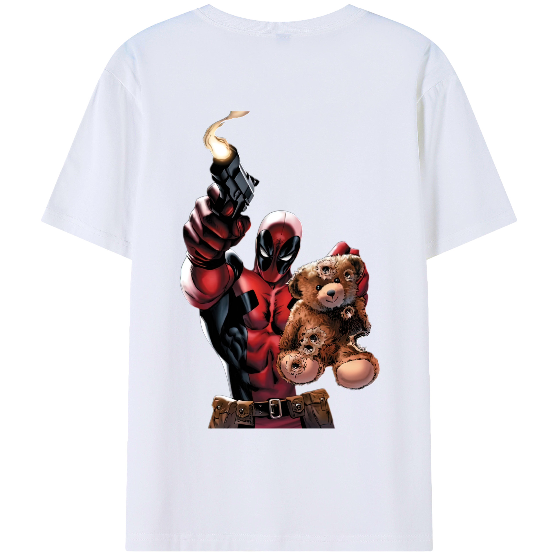 （画像用） Deadpool デッドプール 綿100％ メンズ半袖Tシャツ（バックプリント） 通気性