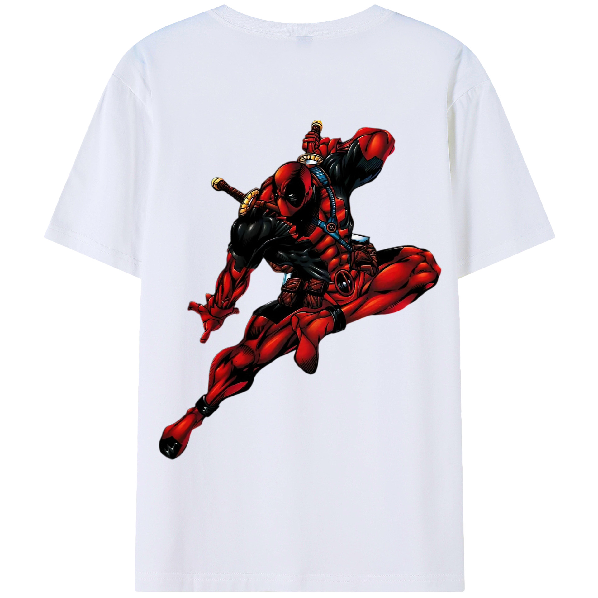 （画像用） Deadpool デッドプール 綿100％ メンズ半袖Tシャツ（バックプリント） 通気性