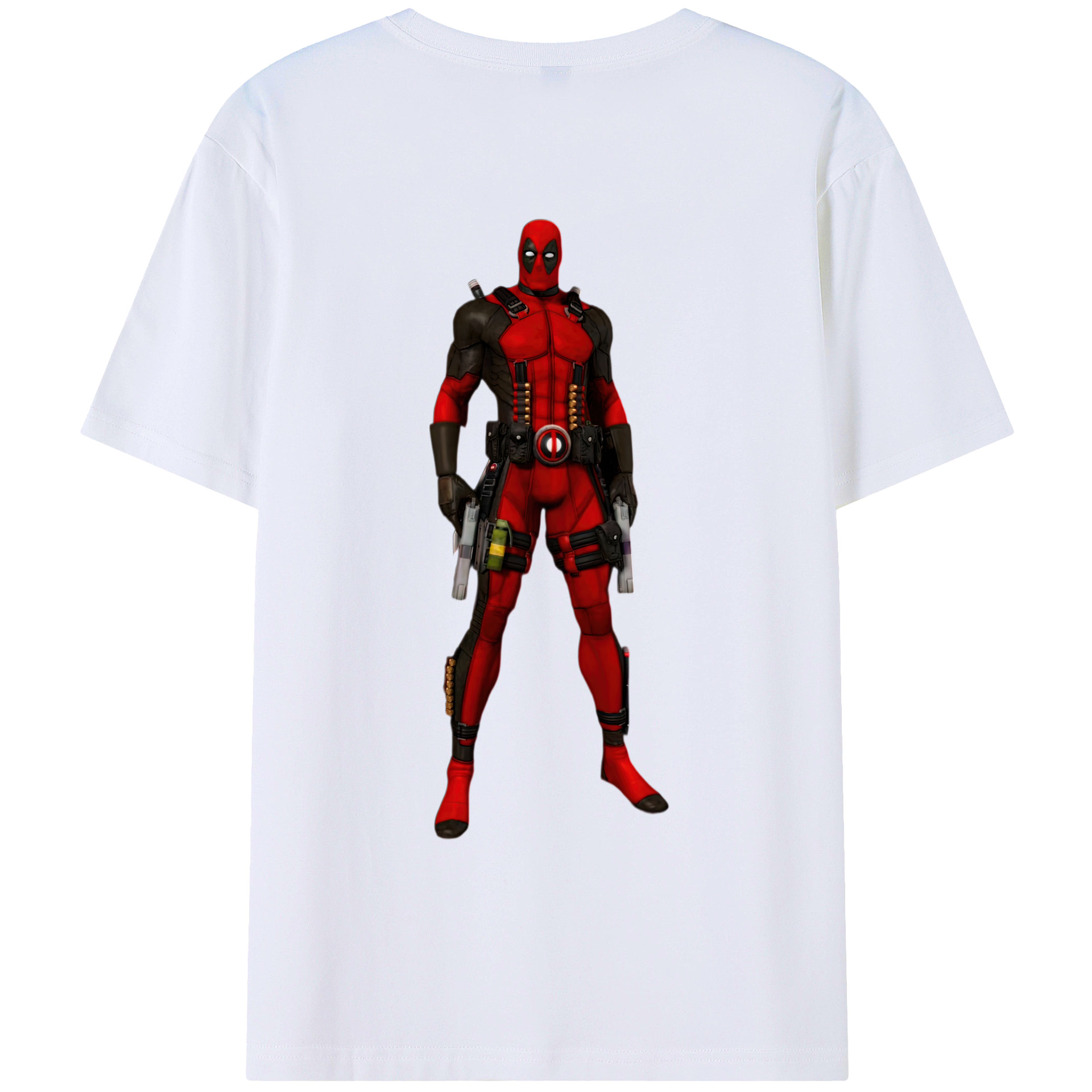 （画像用） Deadpool デッドプール 綿100％ メンズ半袖Tシャツ（バックプリント） 通気性