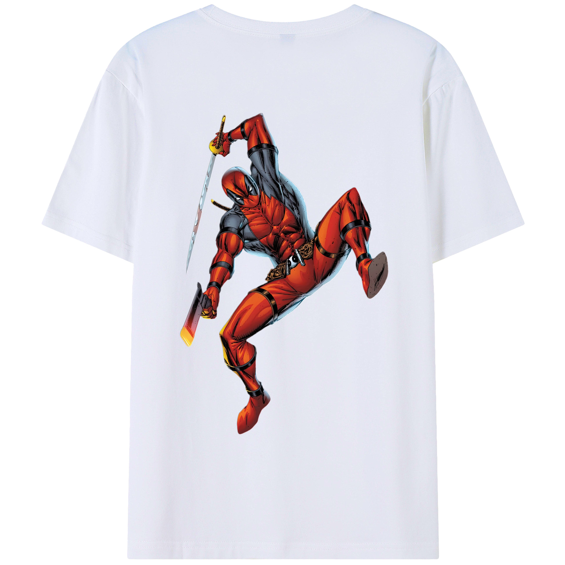 （画像用） Deadpool デッドプール 綿100％ メンズ半袖Tシャツ（バックプリント） 通気性