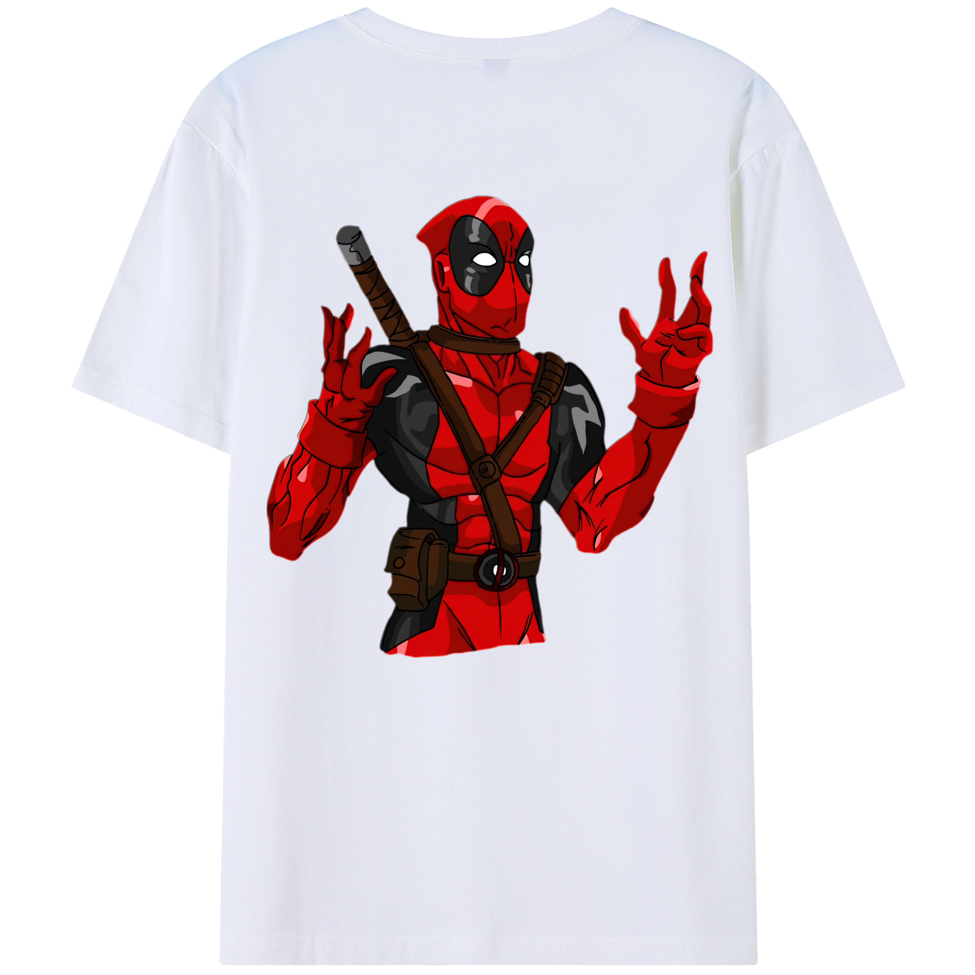（画像用） Deadpool デッドプール 綿100％ メンズ半袖Tシャツ（バックプリント） 通気性