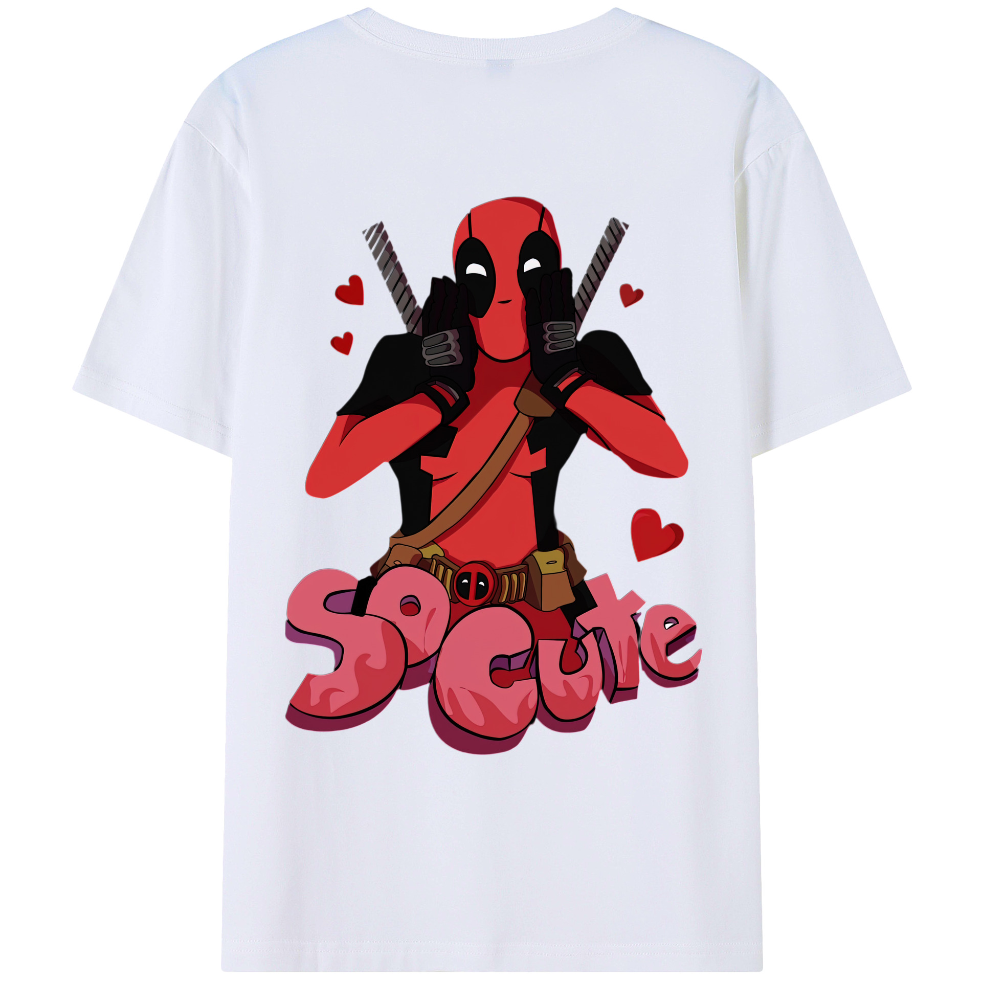 （画像用） Deadpool デッドプール 綿100％ メンズ半袖Tシャツ（バックプリント） 通気性