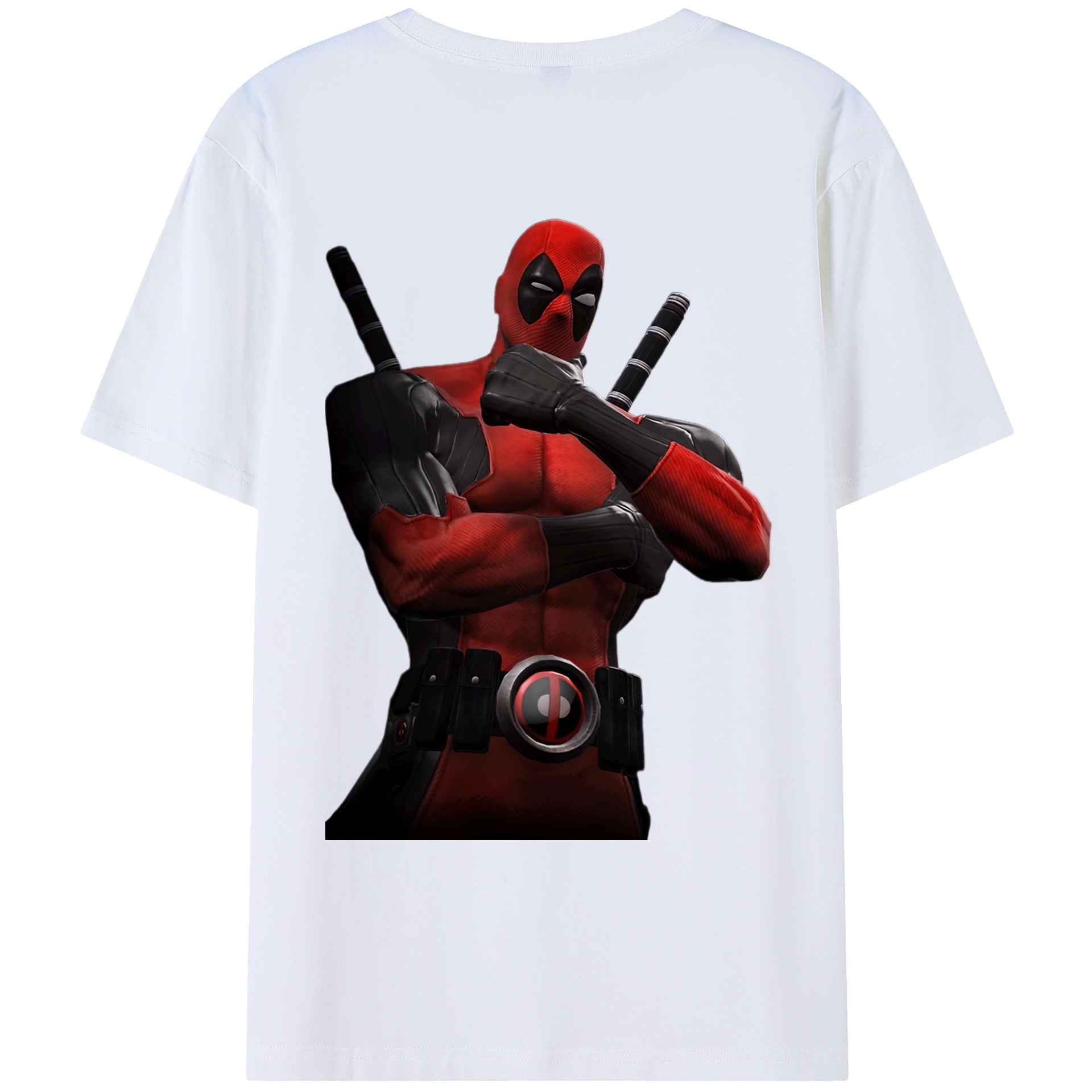 （画像用） Deadpool デッドプール 綿100％ メンズ半袖Tシャツ（バックプリント） 通気性