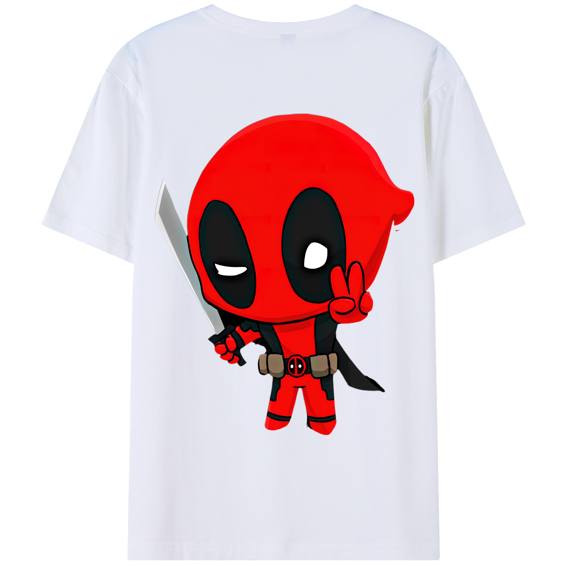 （画像用） Deadpool デッドプール 綿100％ メンズ半袖Tシャツ（バックプリント） 通気性