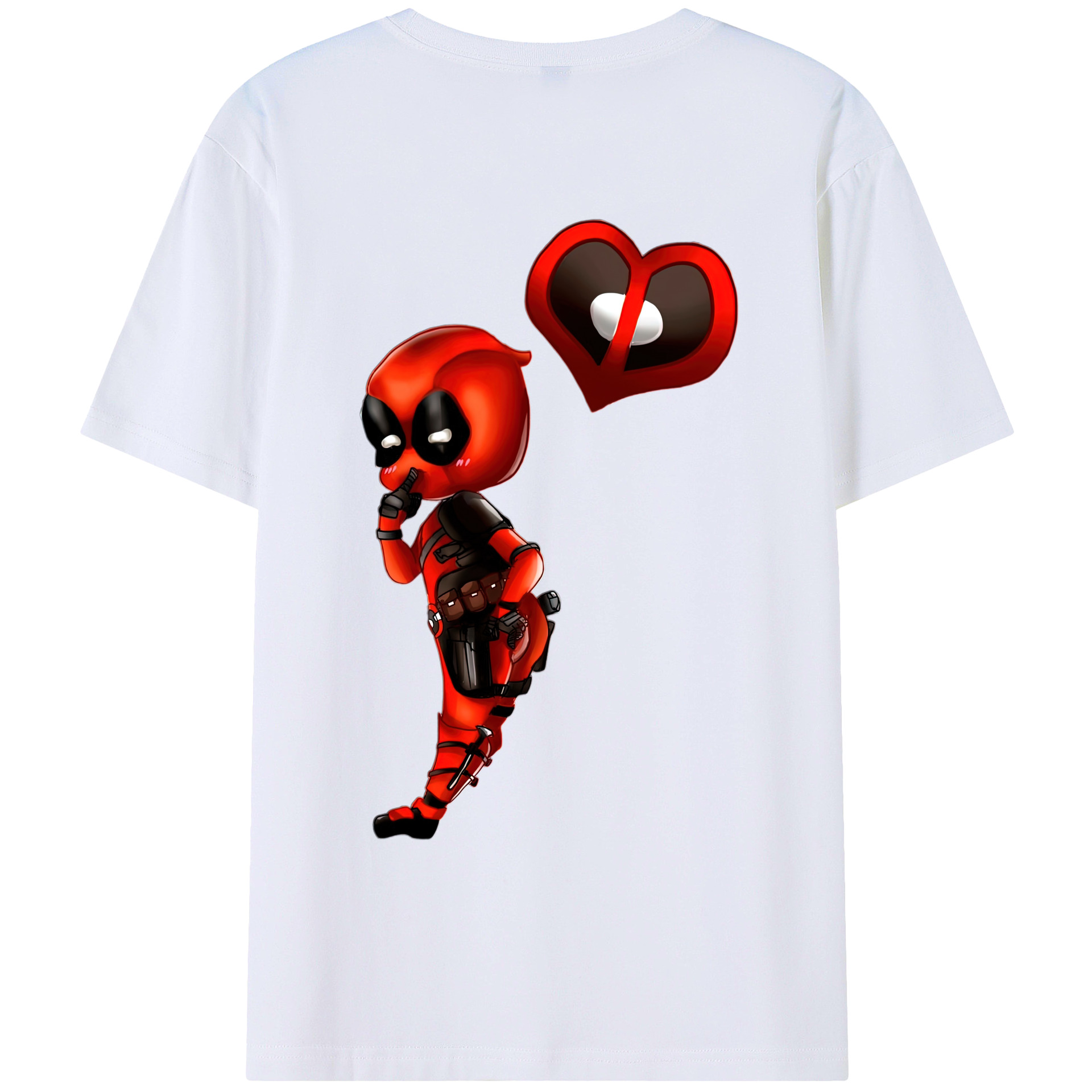 （画像用） Deadpool デッドプール 綿100％ メンズ半袖Tシャツ（バックプリント） 通気性