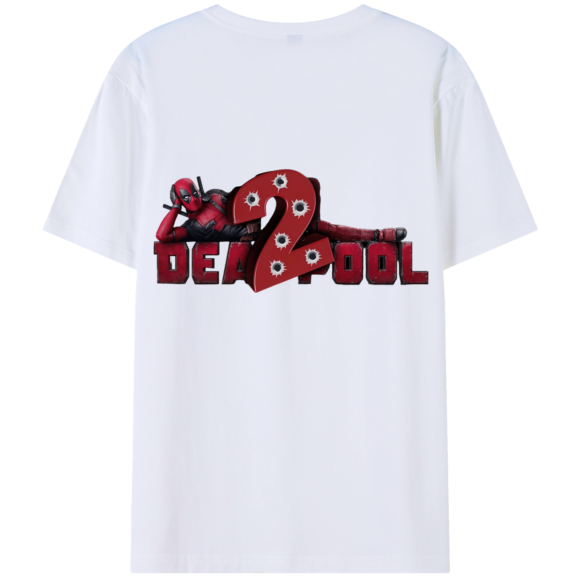 （画像用） Deadpool デッドプール 綿100％ メンズ半袖Tシャツ（バックプリント） 通気性