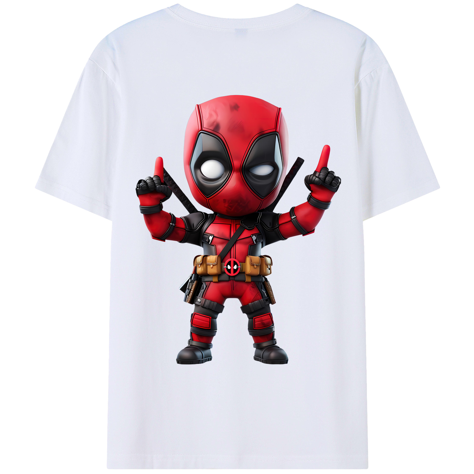 （画像用） Deadpool デッドプール 綿100％ メンズ半袖Tシャツ（バックプリント） 通気性