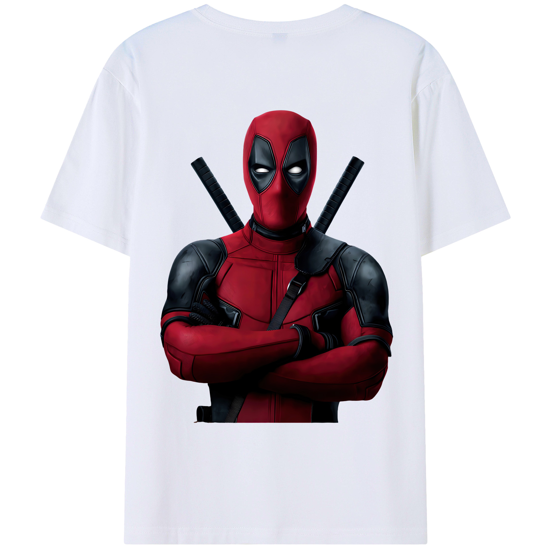 （画像用） Deadpool デッドプール 綿100％ メンズ半袖Tシャツ（バックプリント） 通気性