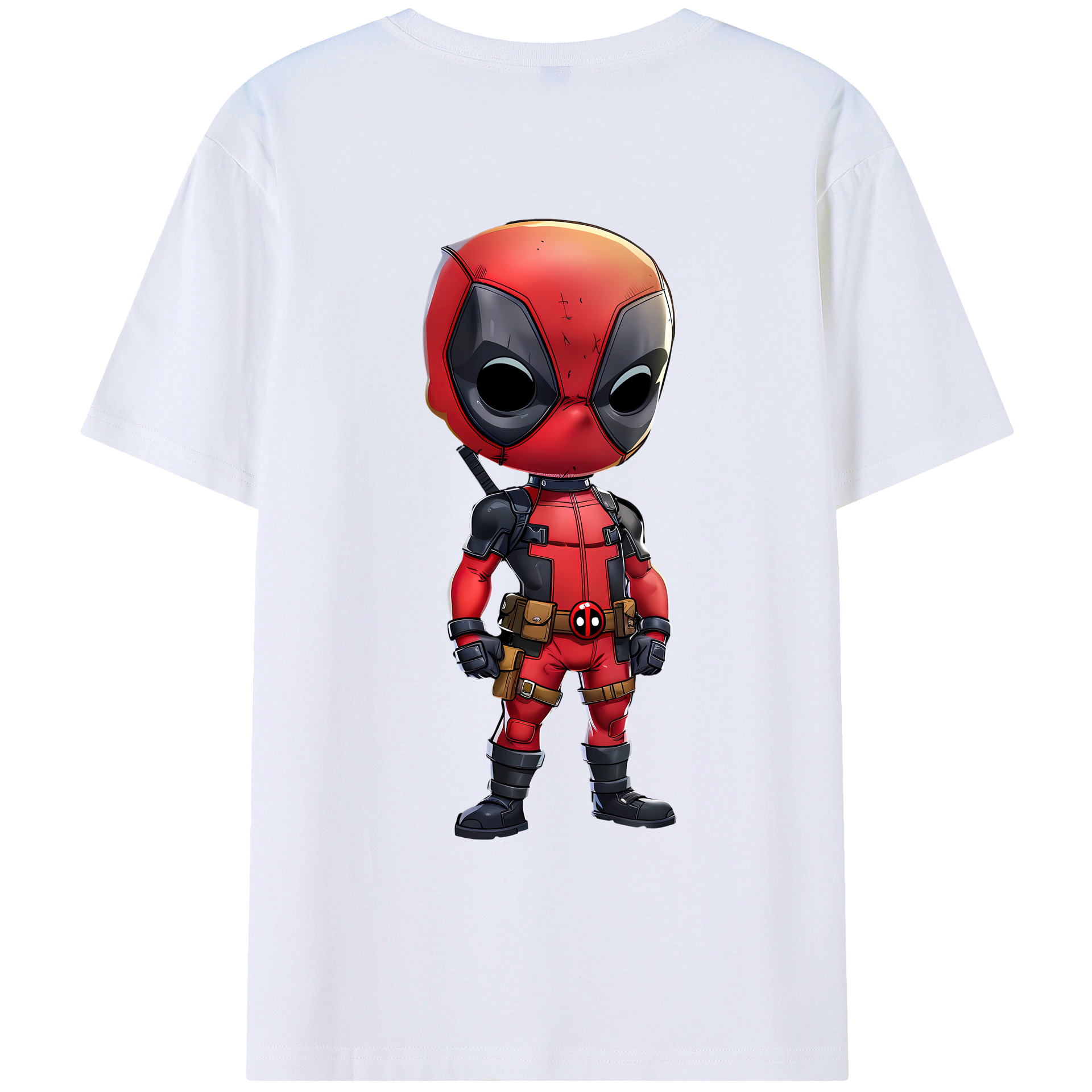 （画像用） Deadpool デッドプール 綿100％ メンズ半袖Tシャツ（バックプリント） 通気性